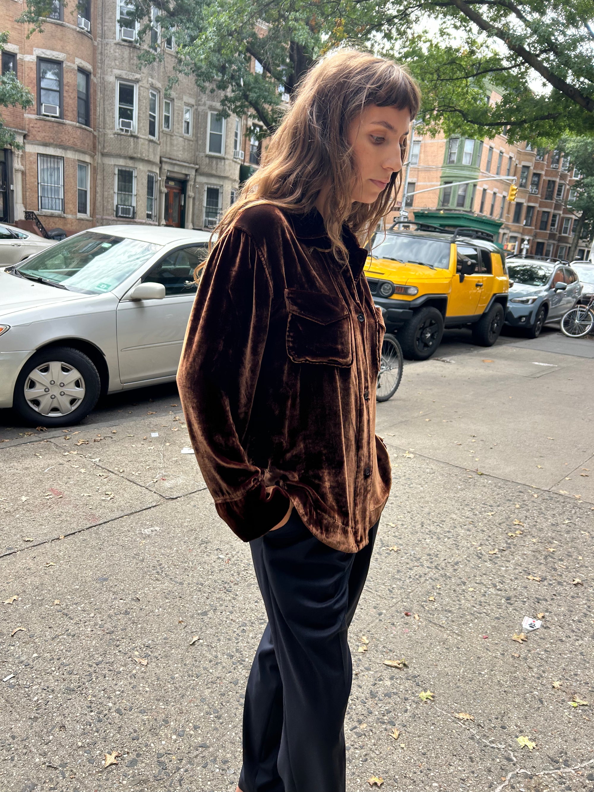 Santana Velvet Overshirt in Cognac