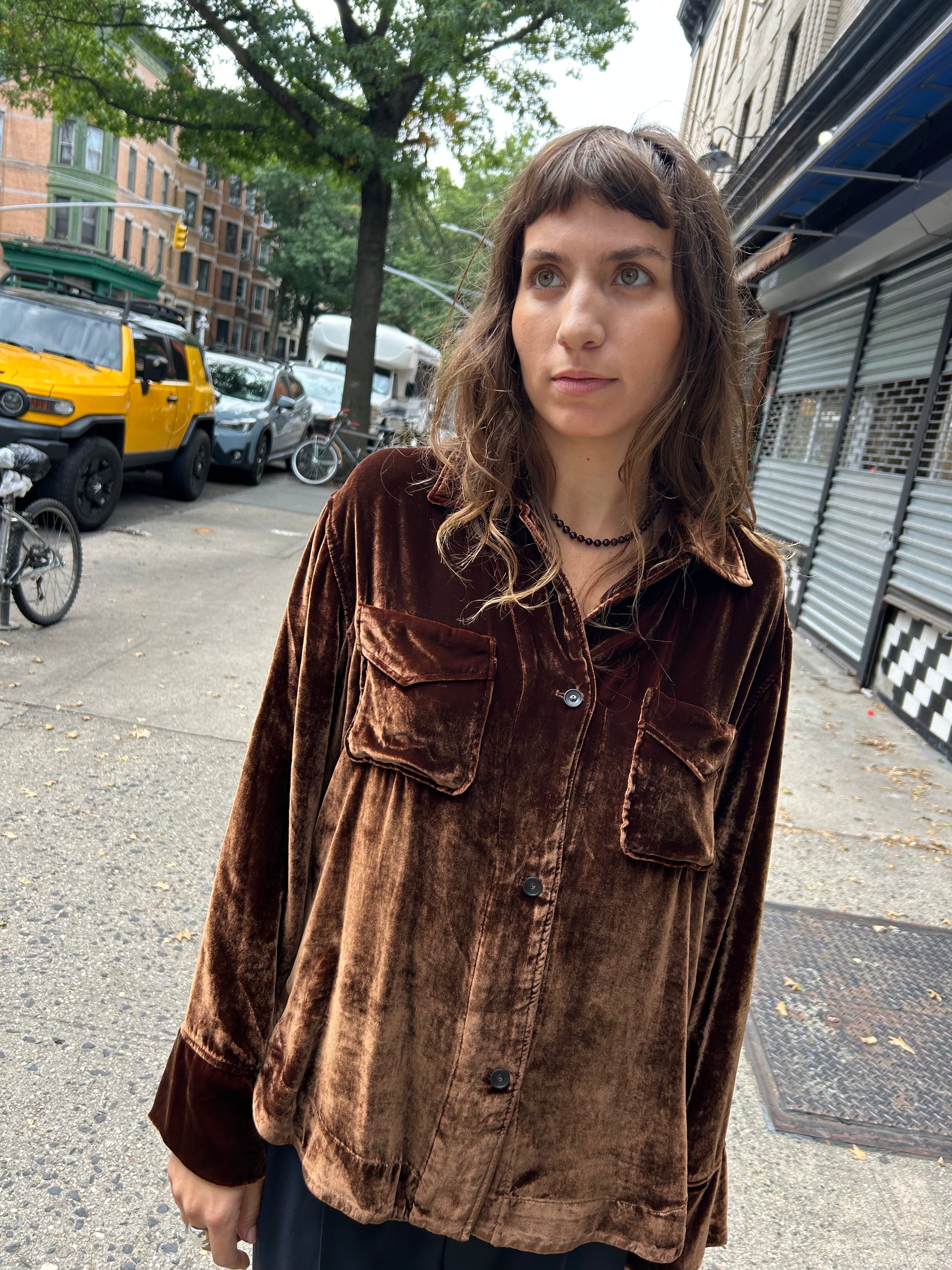 Santana Velvet Overshirt in Cognac