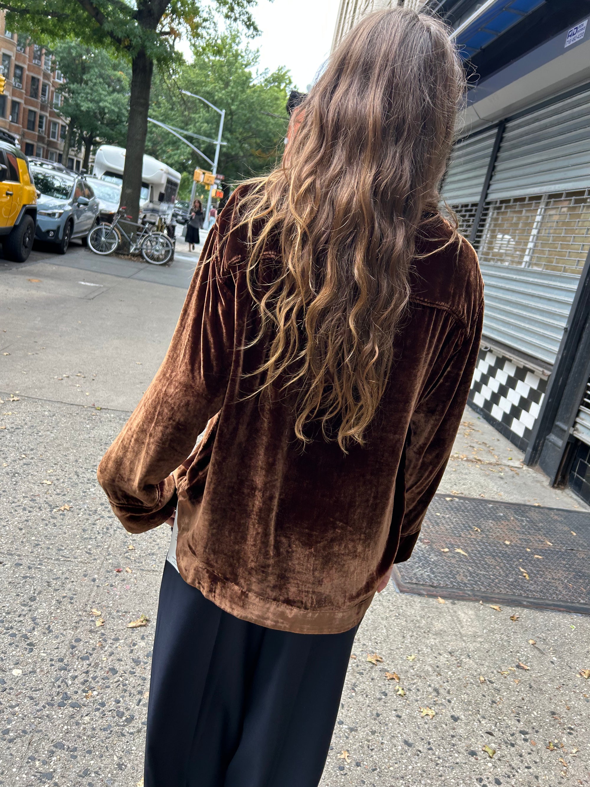 Santana Velvet Overshirt in Cognac