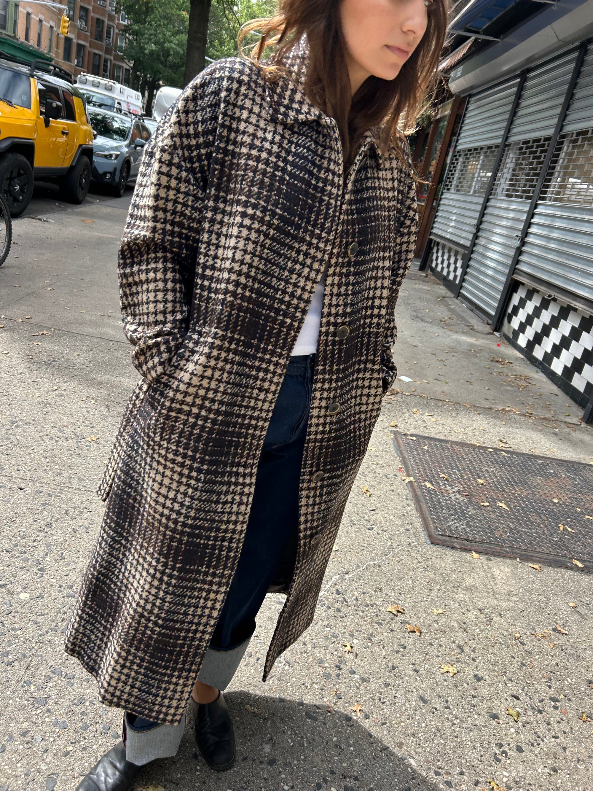 Mingo Long Coat in Chocolate/Marine/Ecru