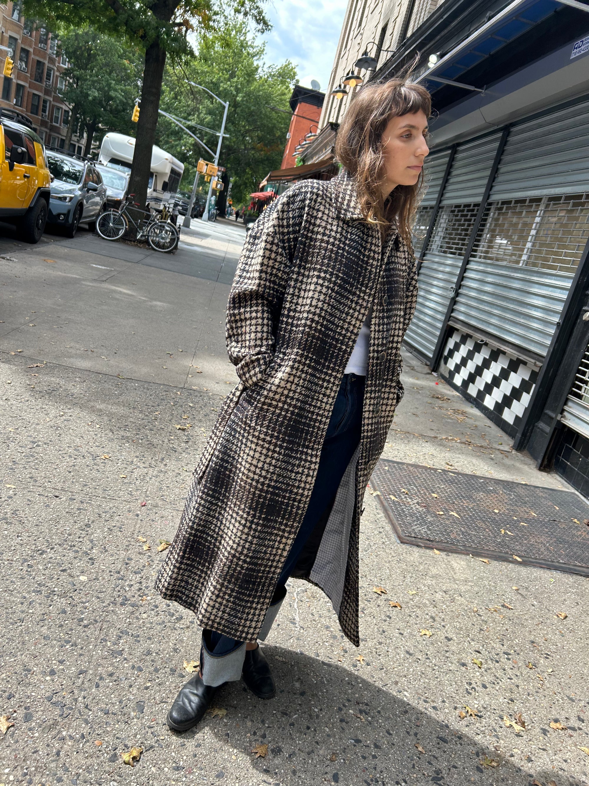 Mingo Long Coat in Chocolate/Marine/Ecru