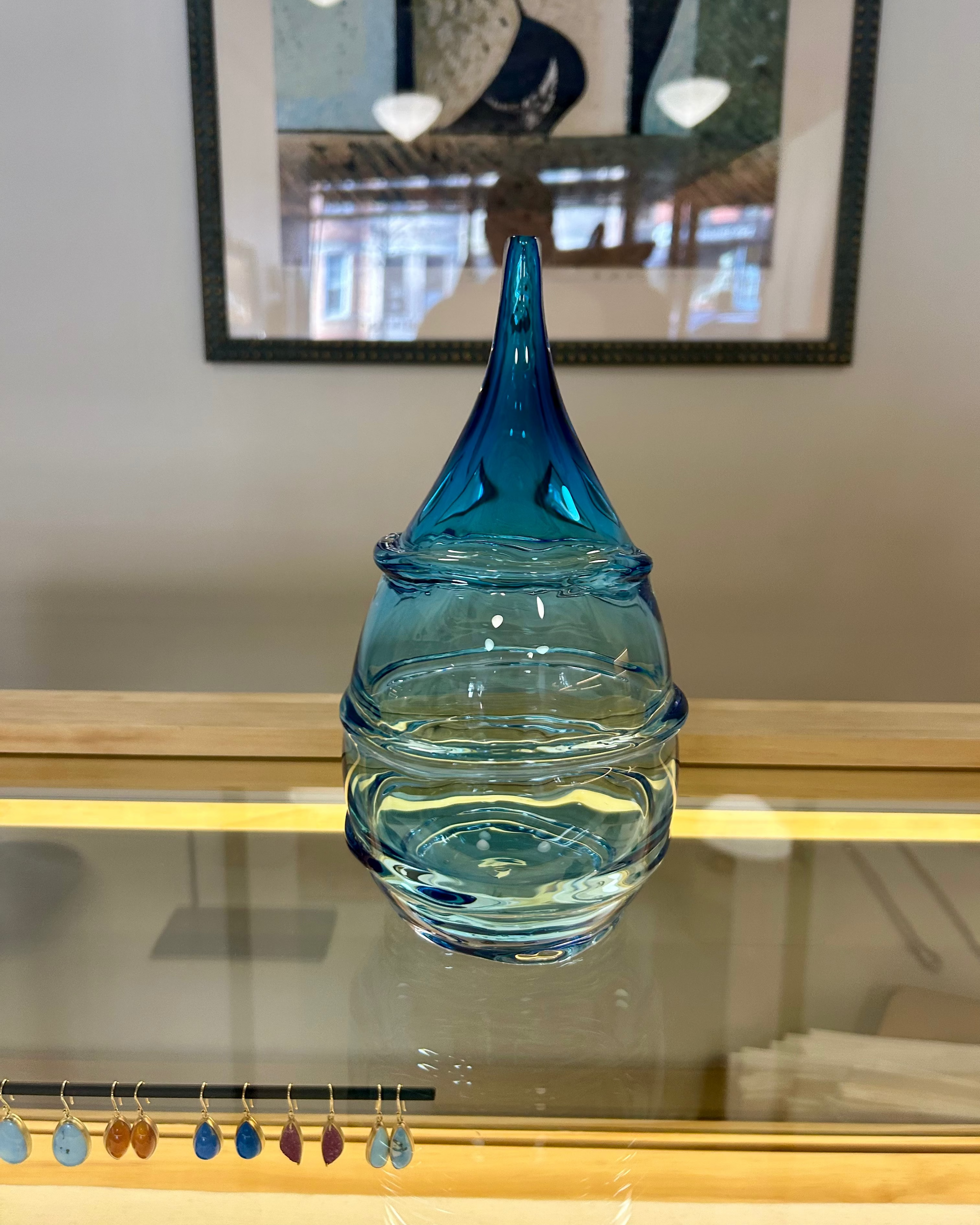 Textured Tear Drop in Aquamarine