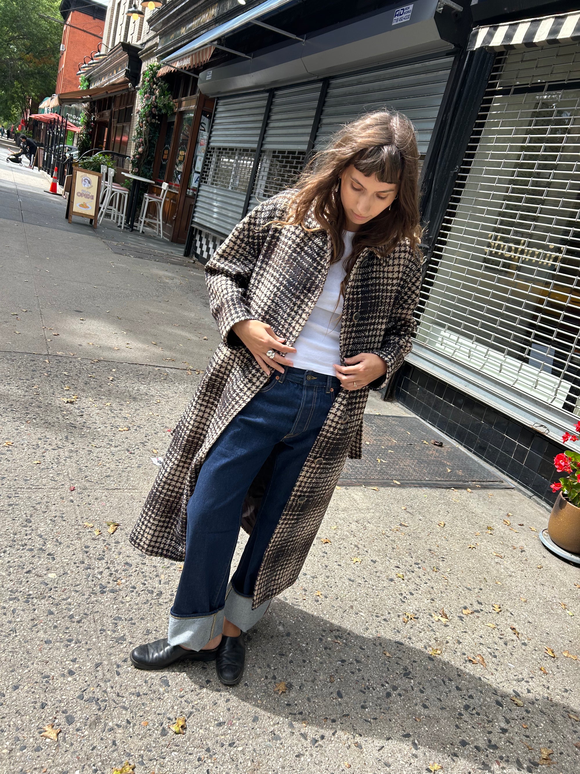 Mingo Long Coat in Chocolate/Marine/Ecru