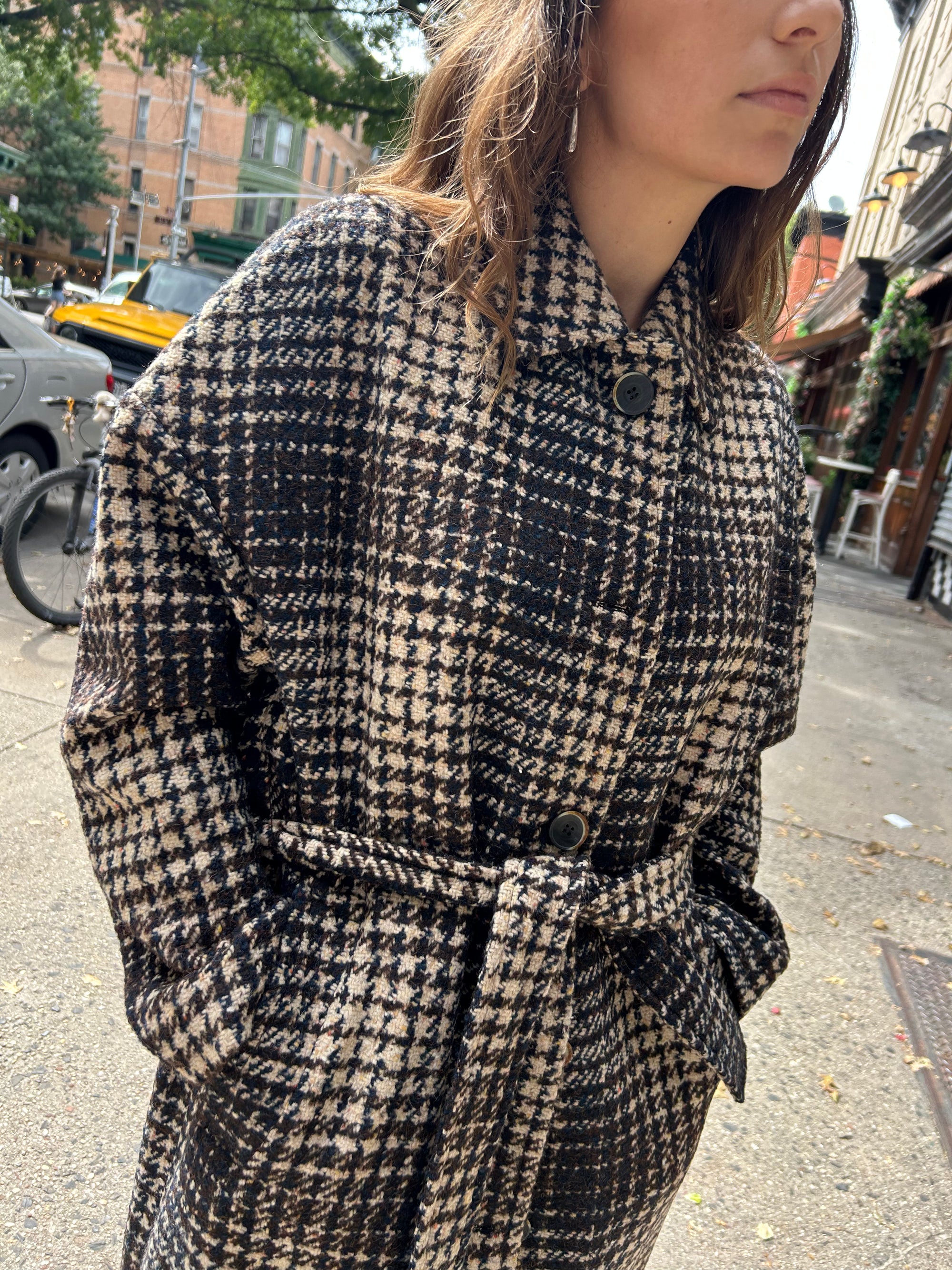 Mingo Long Coat in Chocolate/Marine/Ecru