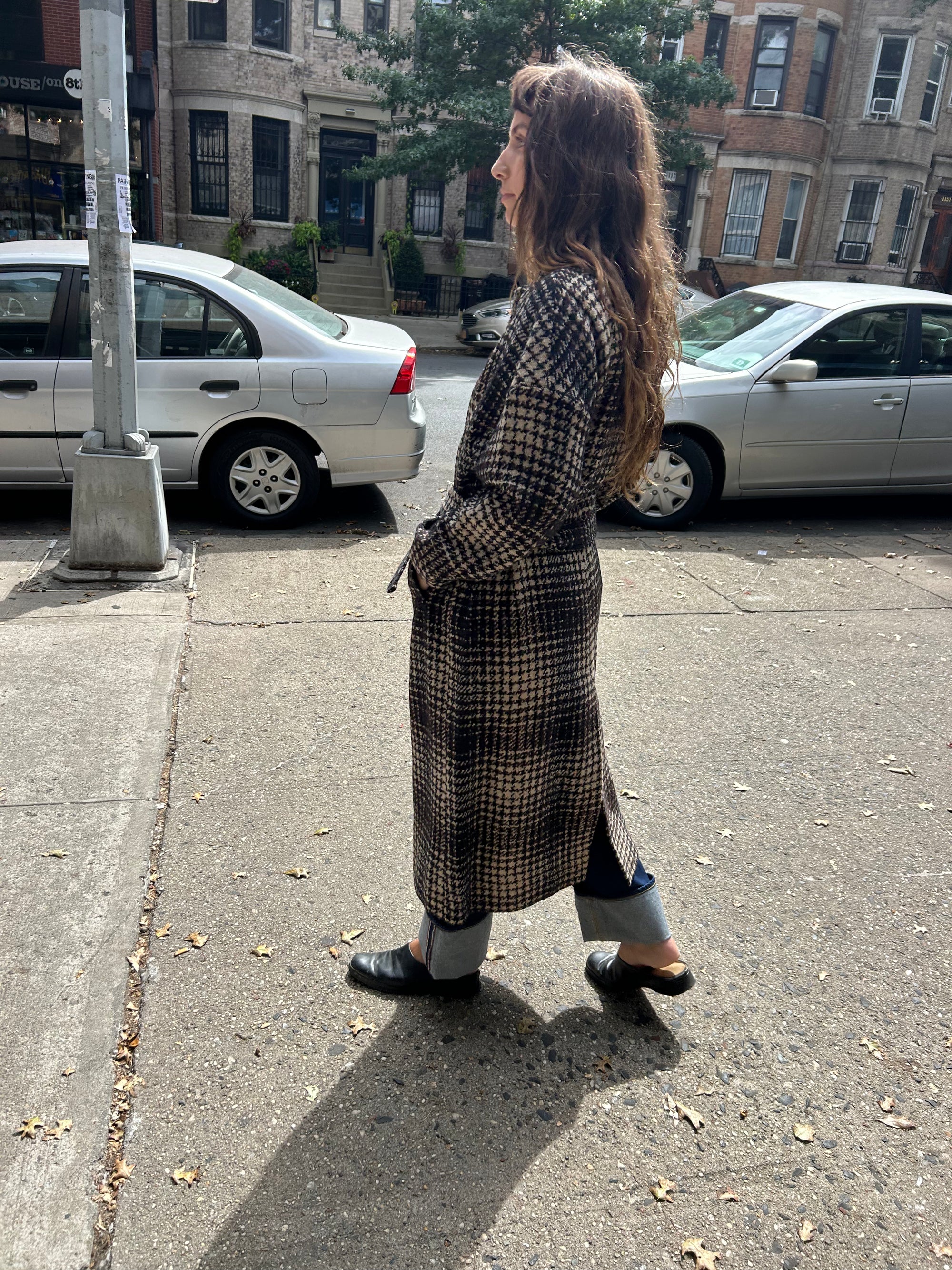 Mingo Long Coat in Chocolate/Marine/Ecru