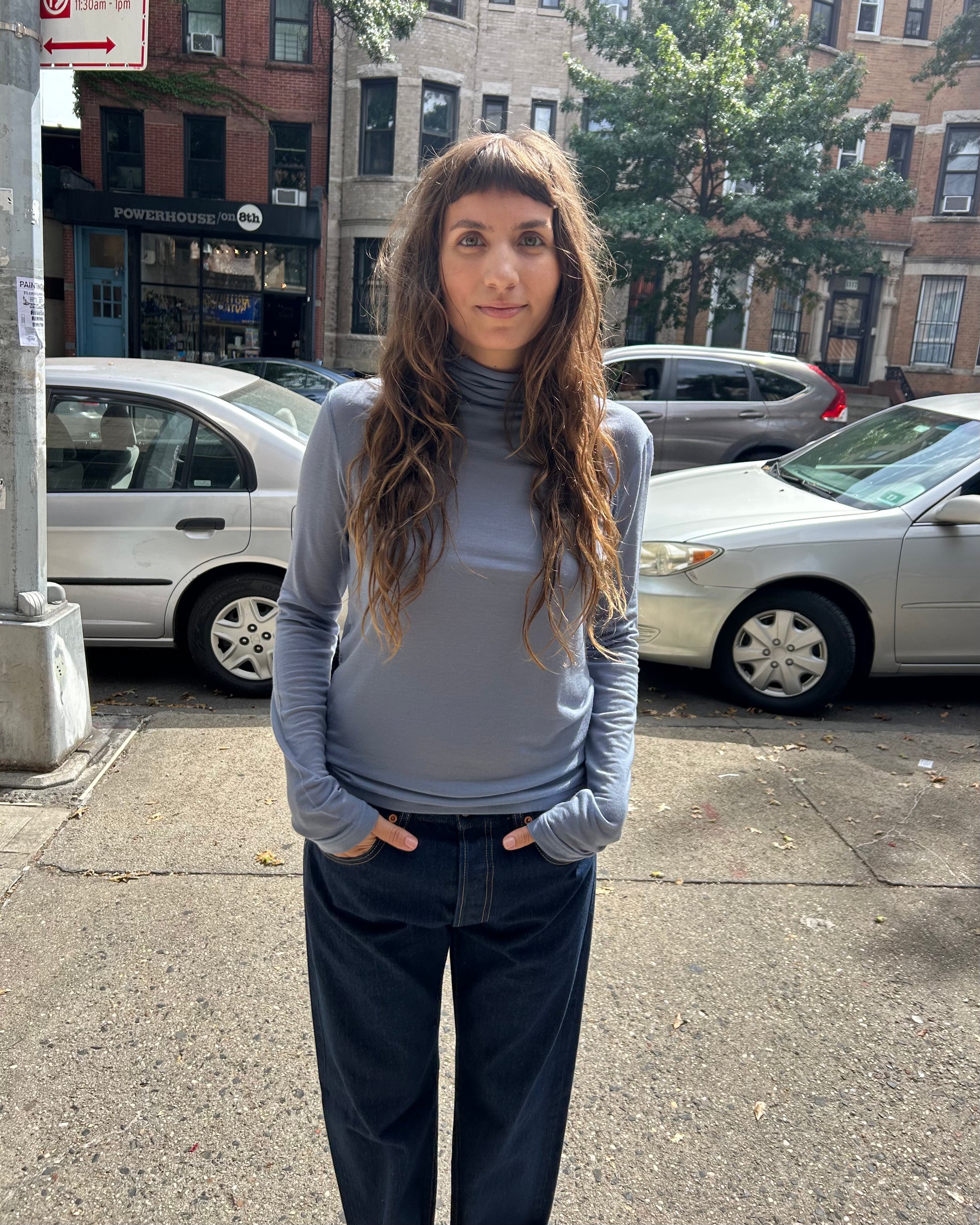 Cashmere Silk Jersey Turtleneck in Dusk