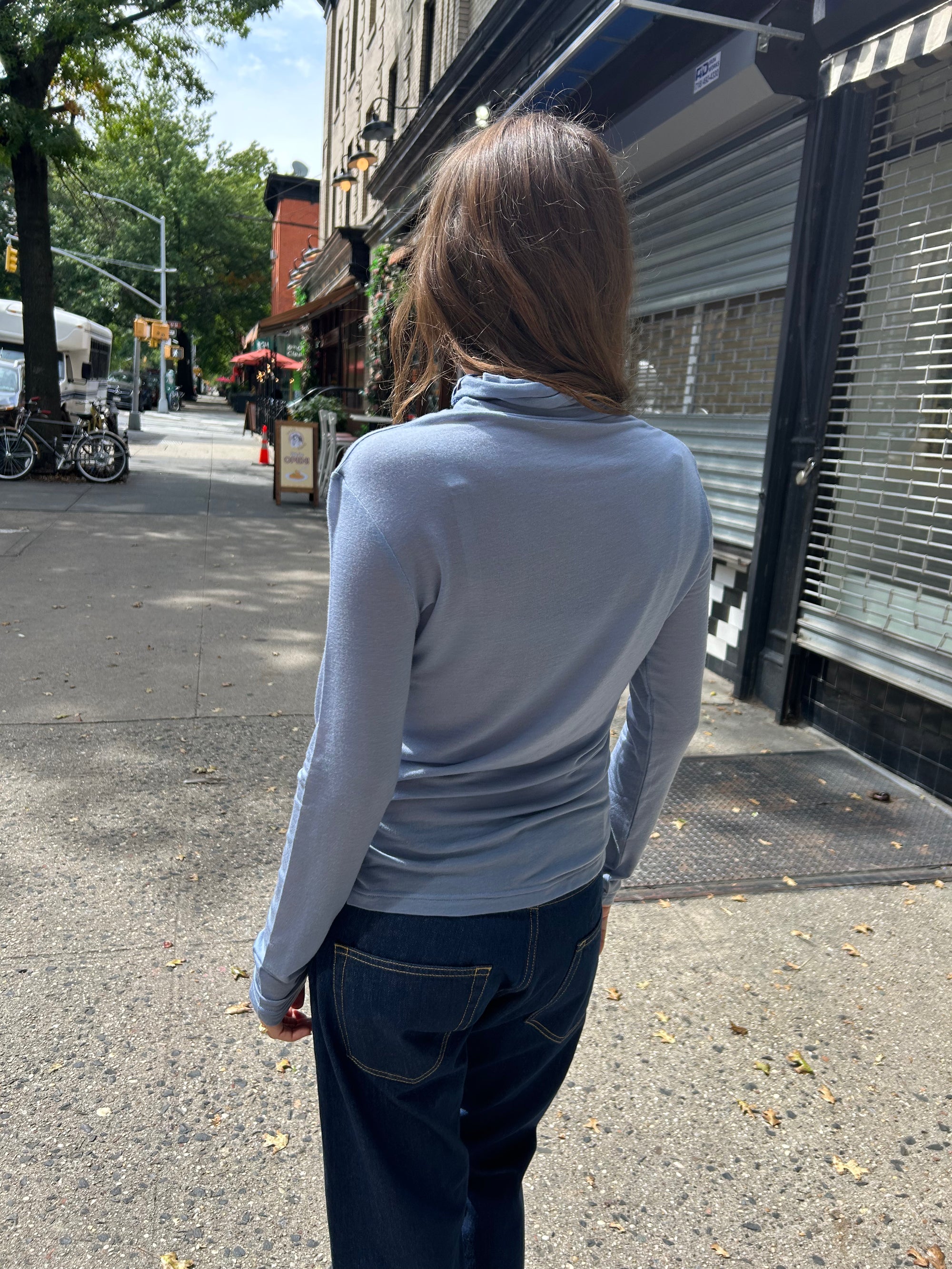 Cashmere Silk Jersey Turtleneck in Dusk