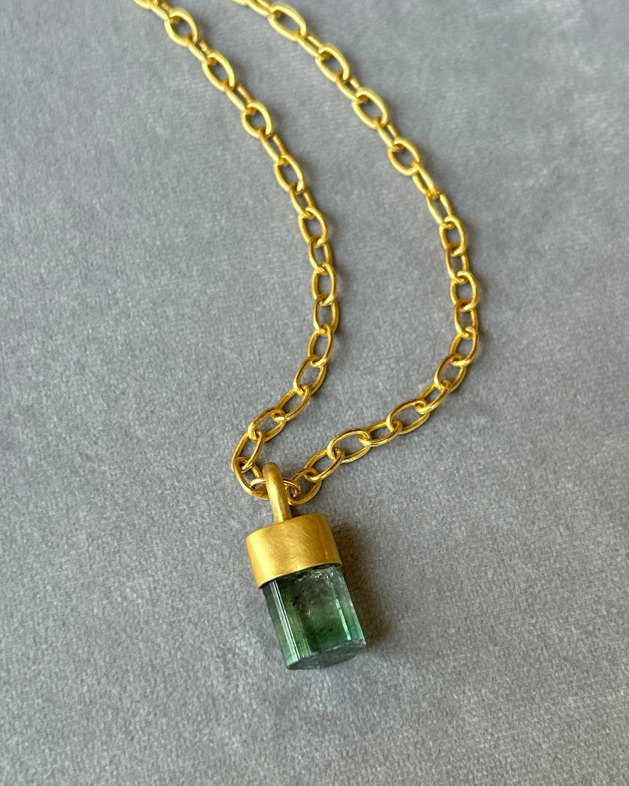 "Mother Lode III" Gold and Bi-Color Tourmaline Crystal Pendant