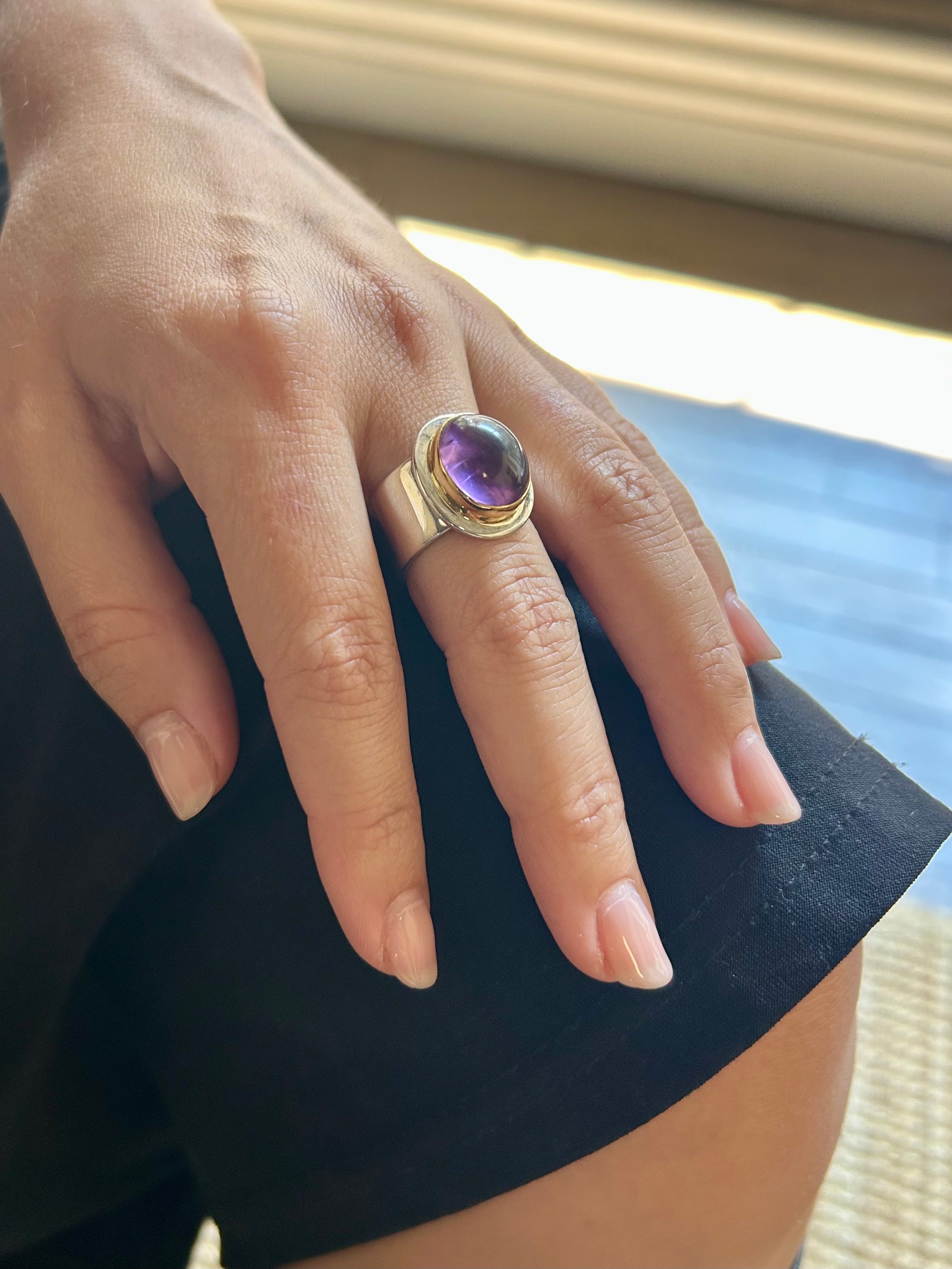 Amethyst Ring with 22k Gold & Sterling Silver