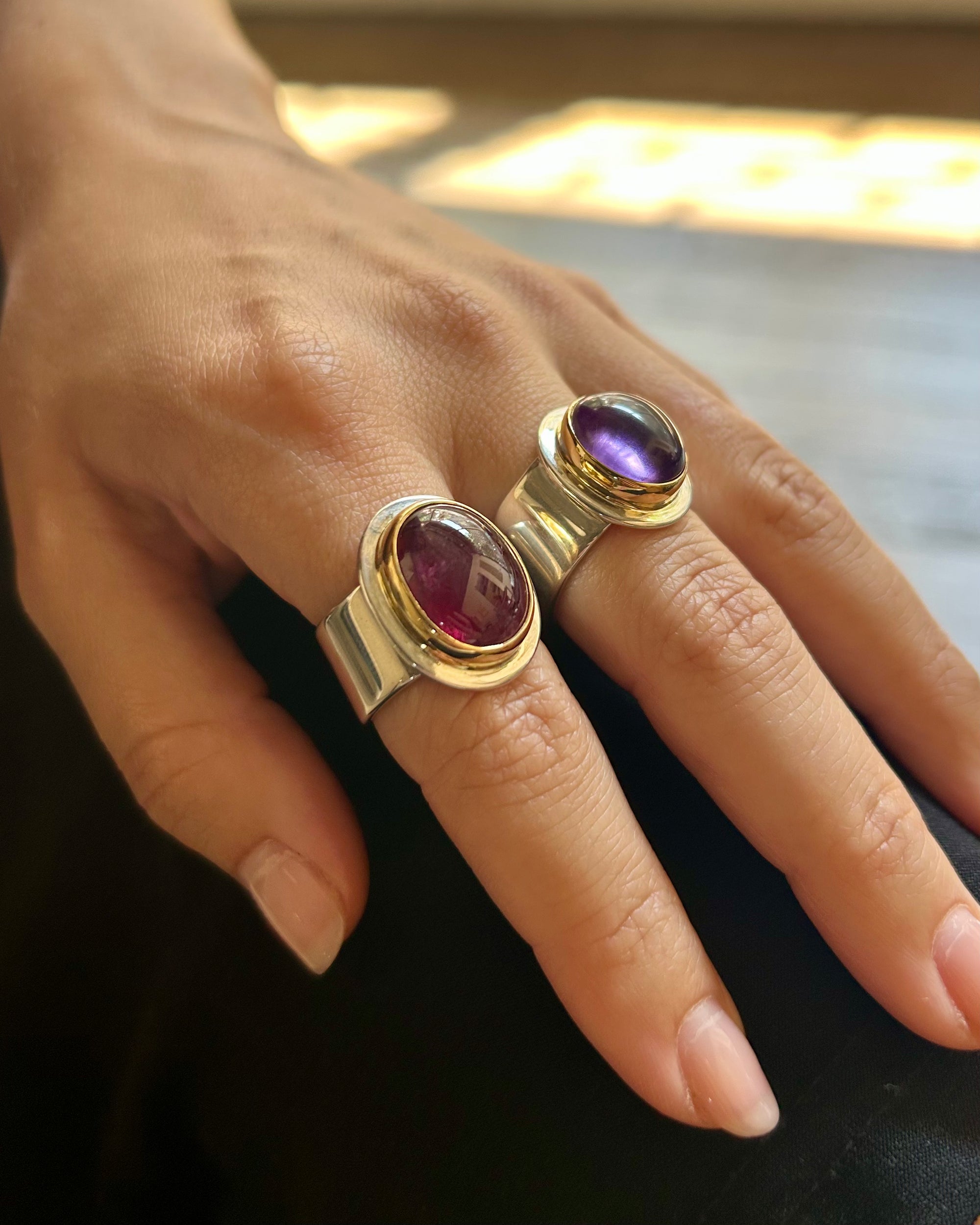 Rubellite Ring with 22k Gold & Sterling Silver