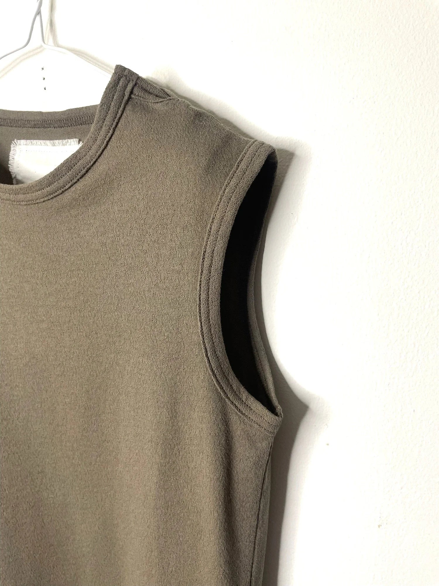 Cotton Crepe Tank in Sand Khaki
