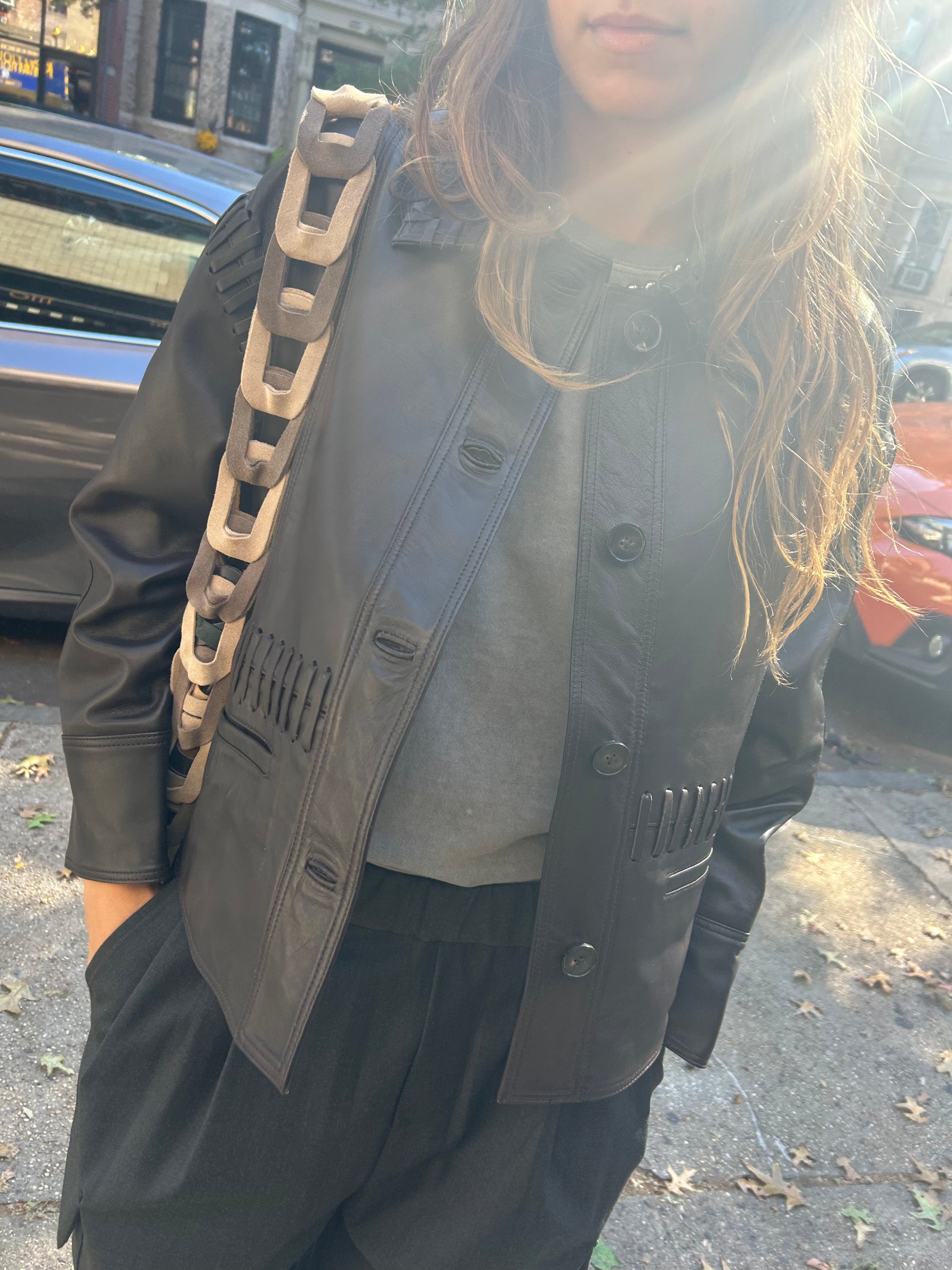 Olivia Leather Jacket in Brown