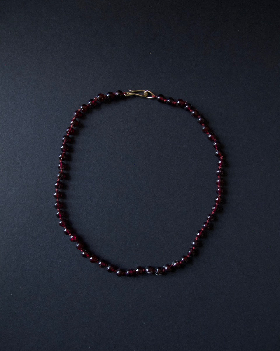 Round Garnet and Silk Necklace