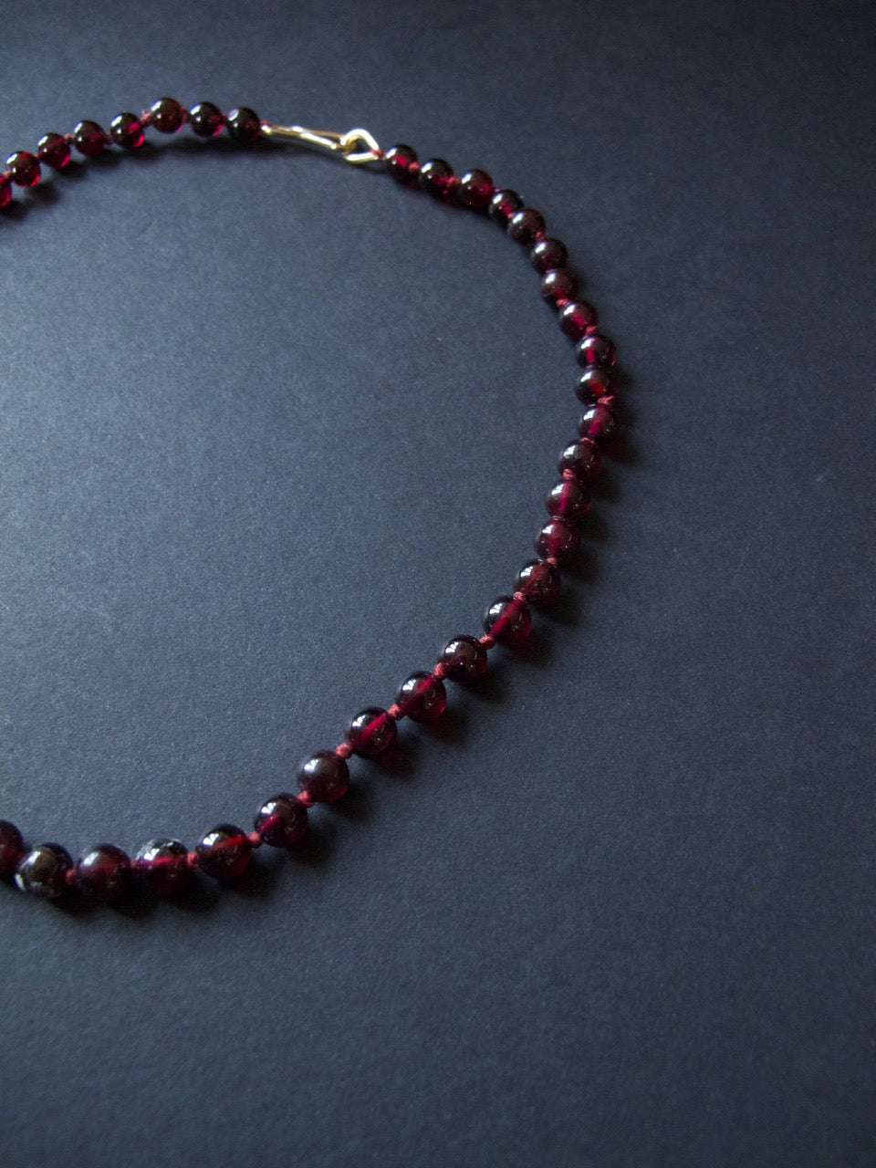 Round Garnet and Silk Necklace