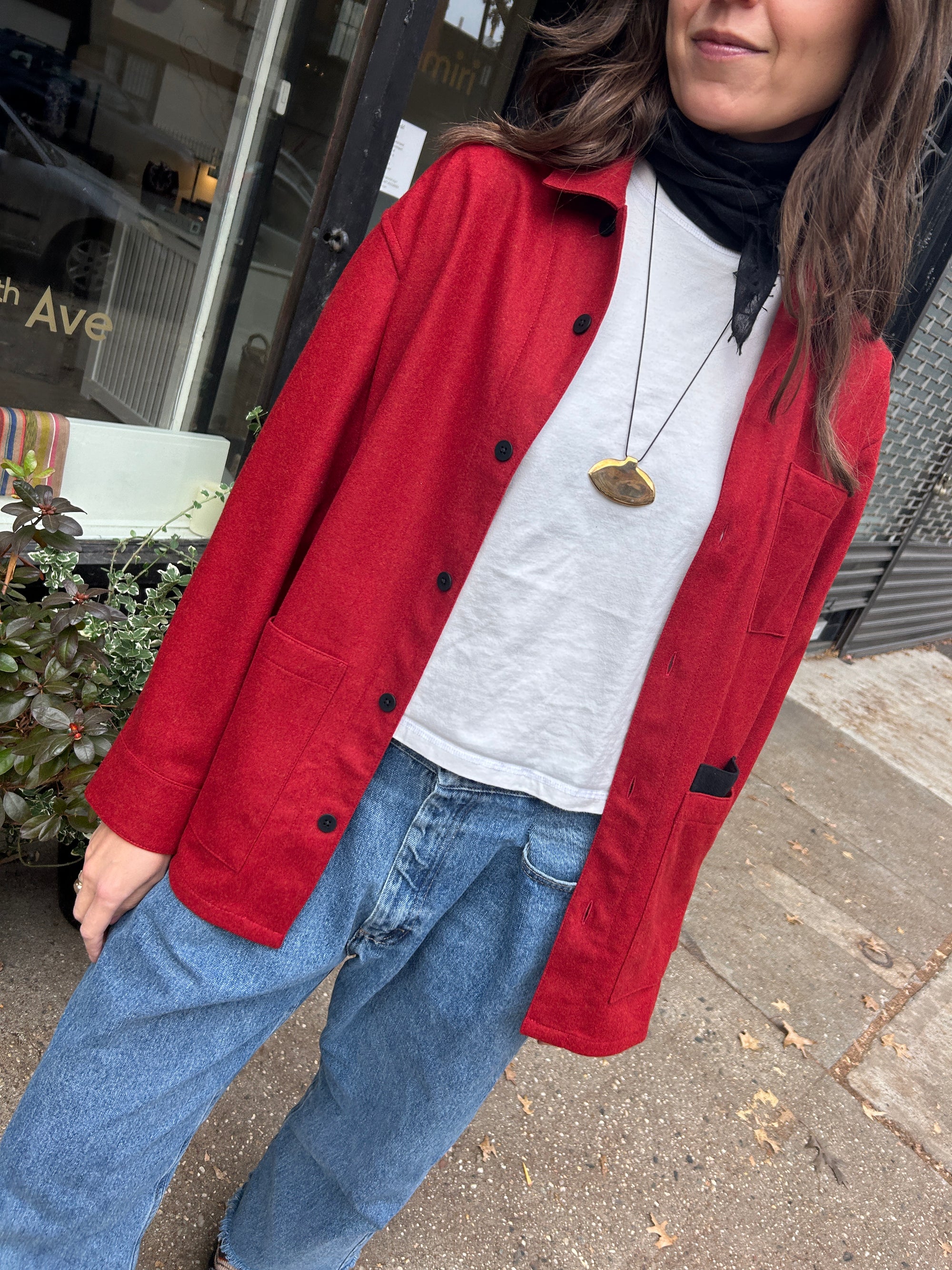 The Merino Chore Coat in Red