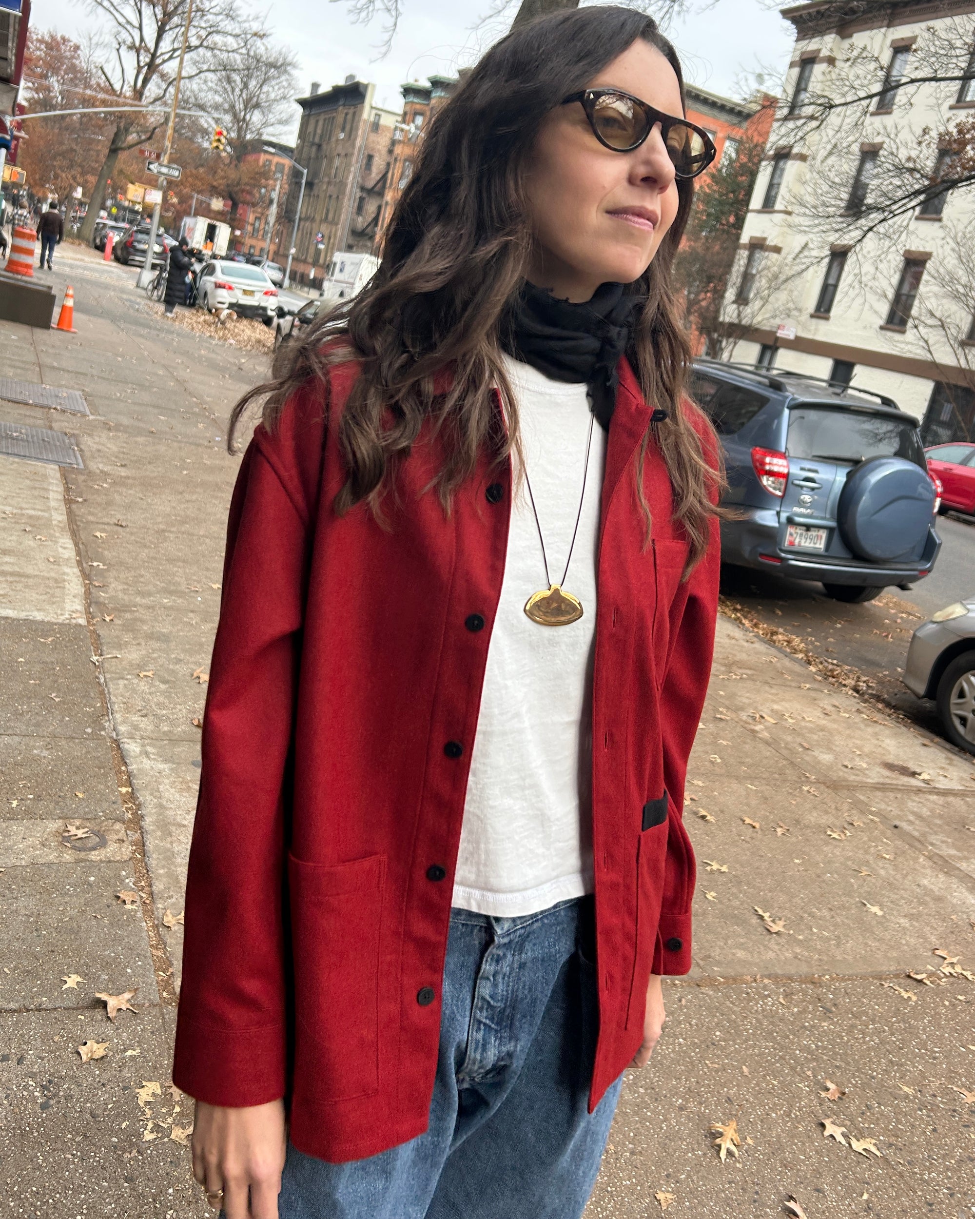 The Merino Chore Coat in Red