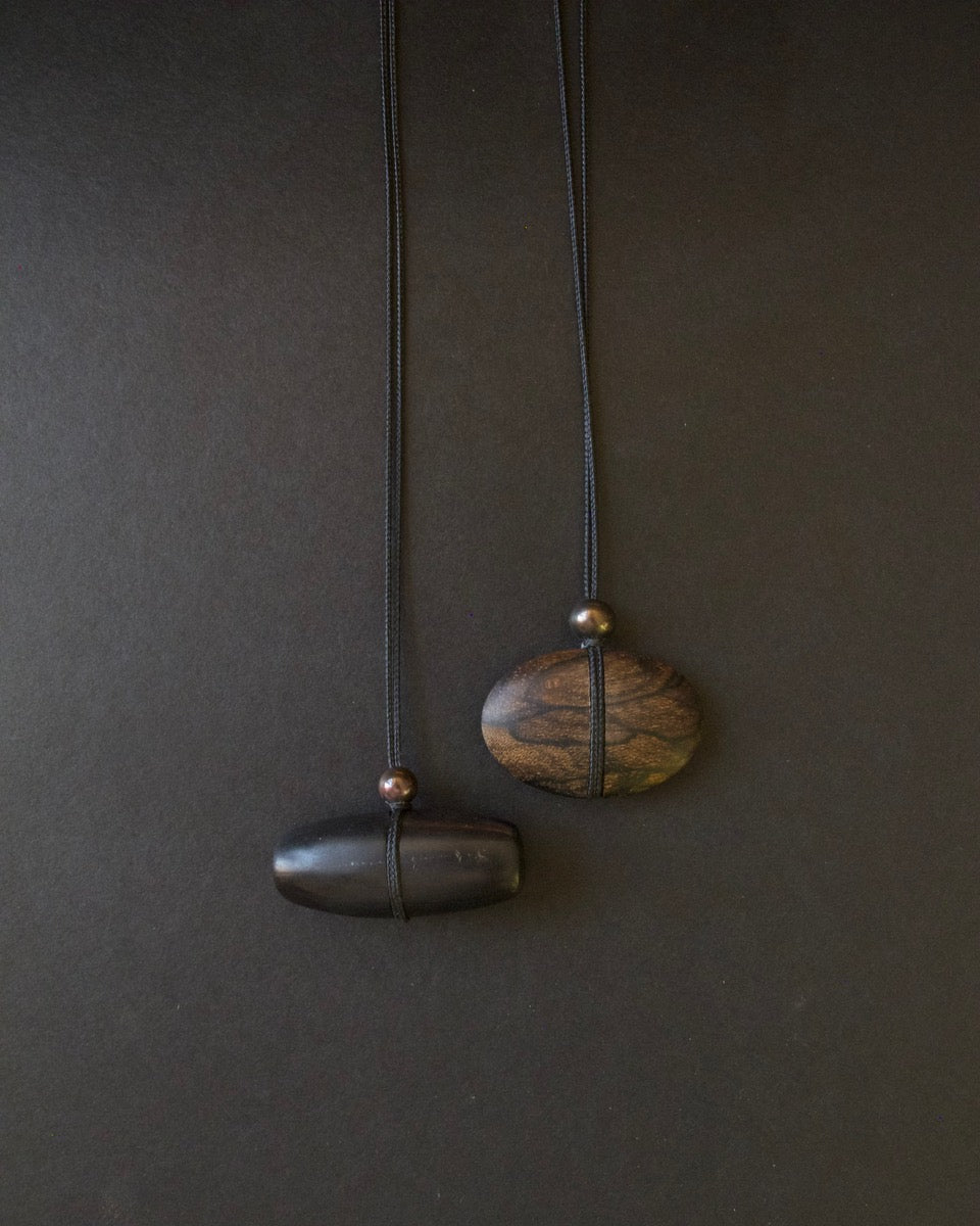 Ziricote and Black Pearl Necklace