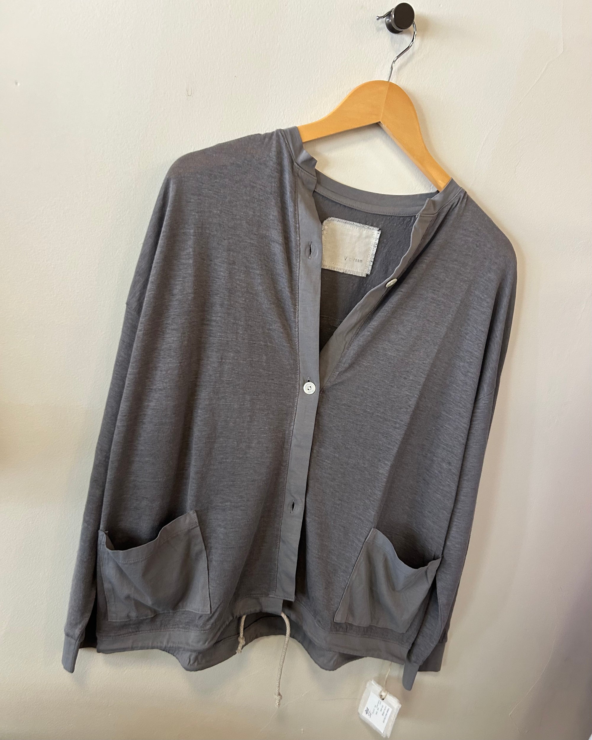 Hemp Jersey Summer Cardigan in Charcoal