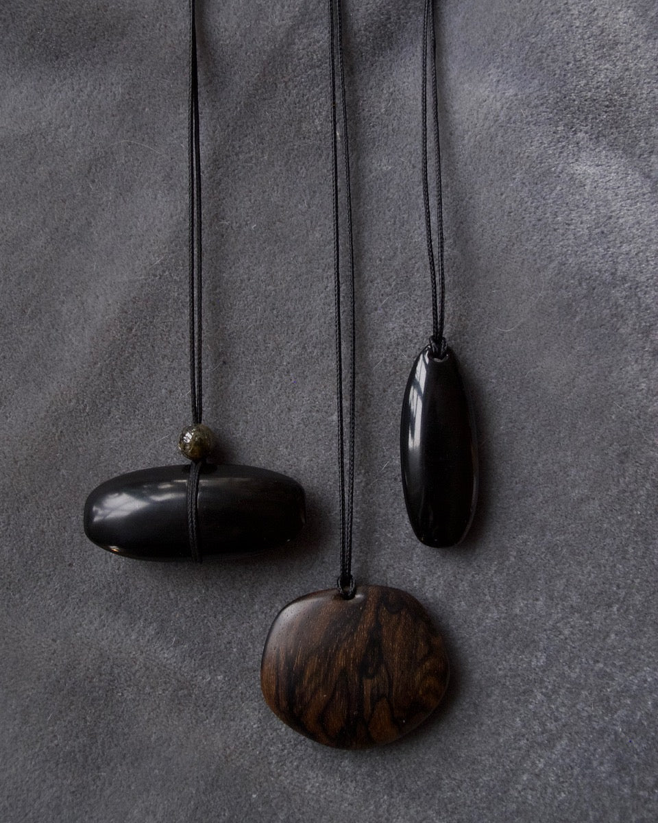 Hand Carved Black Horn Necklace