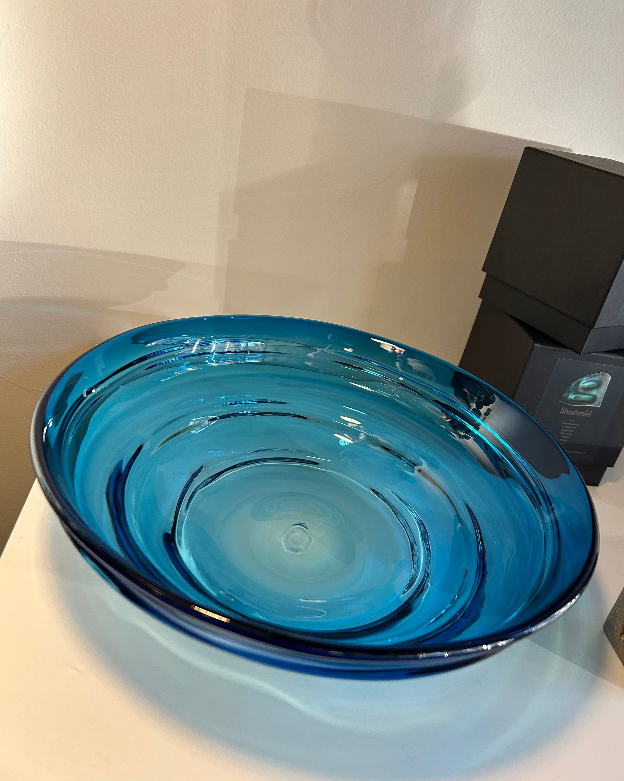 Textured Glass Bowl in Aquamarine