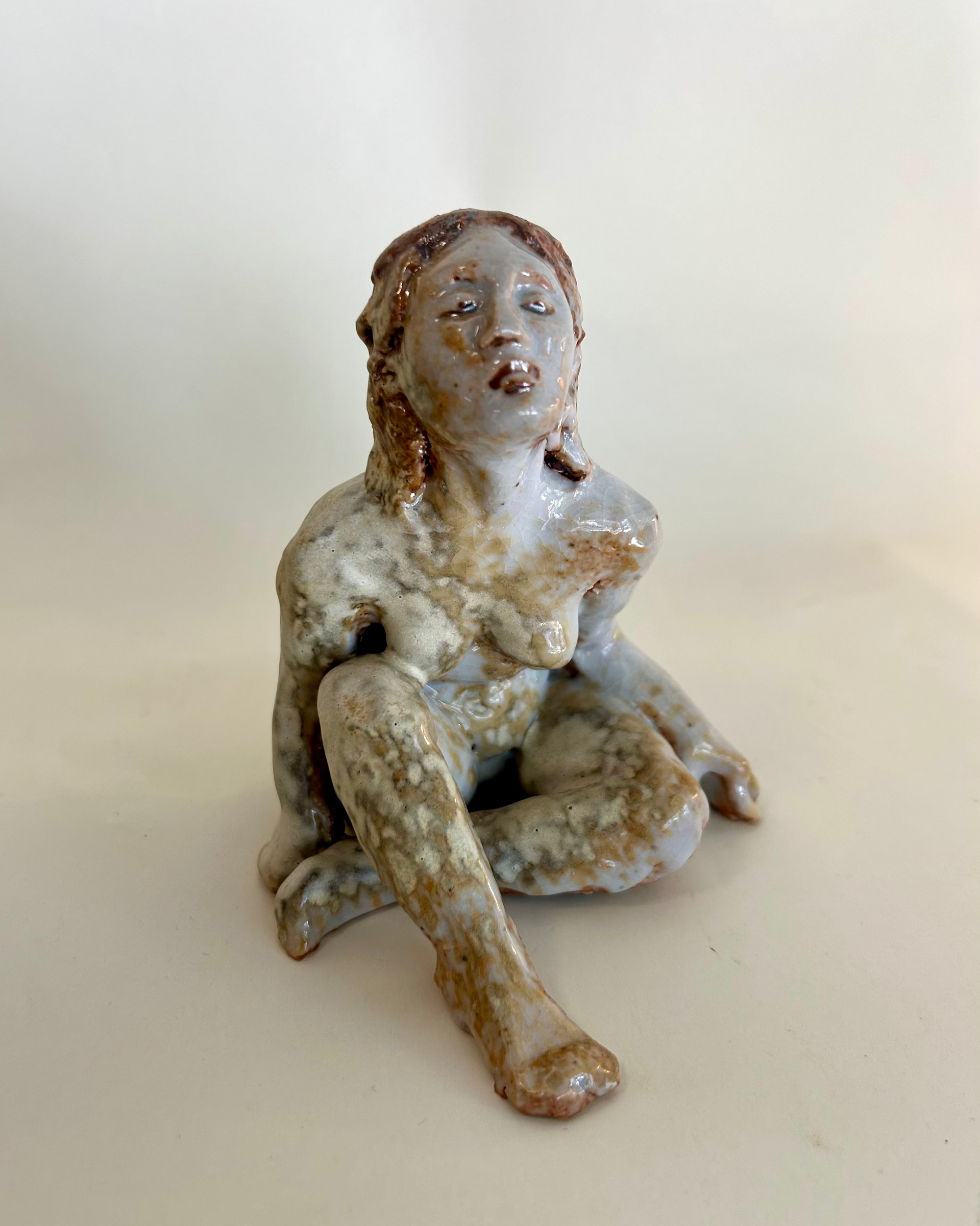 Seated Sculpture with Shino Glaze