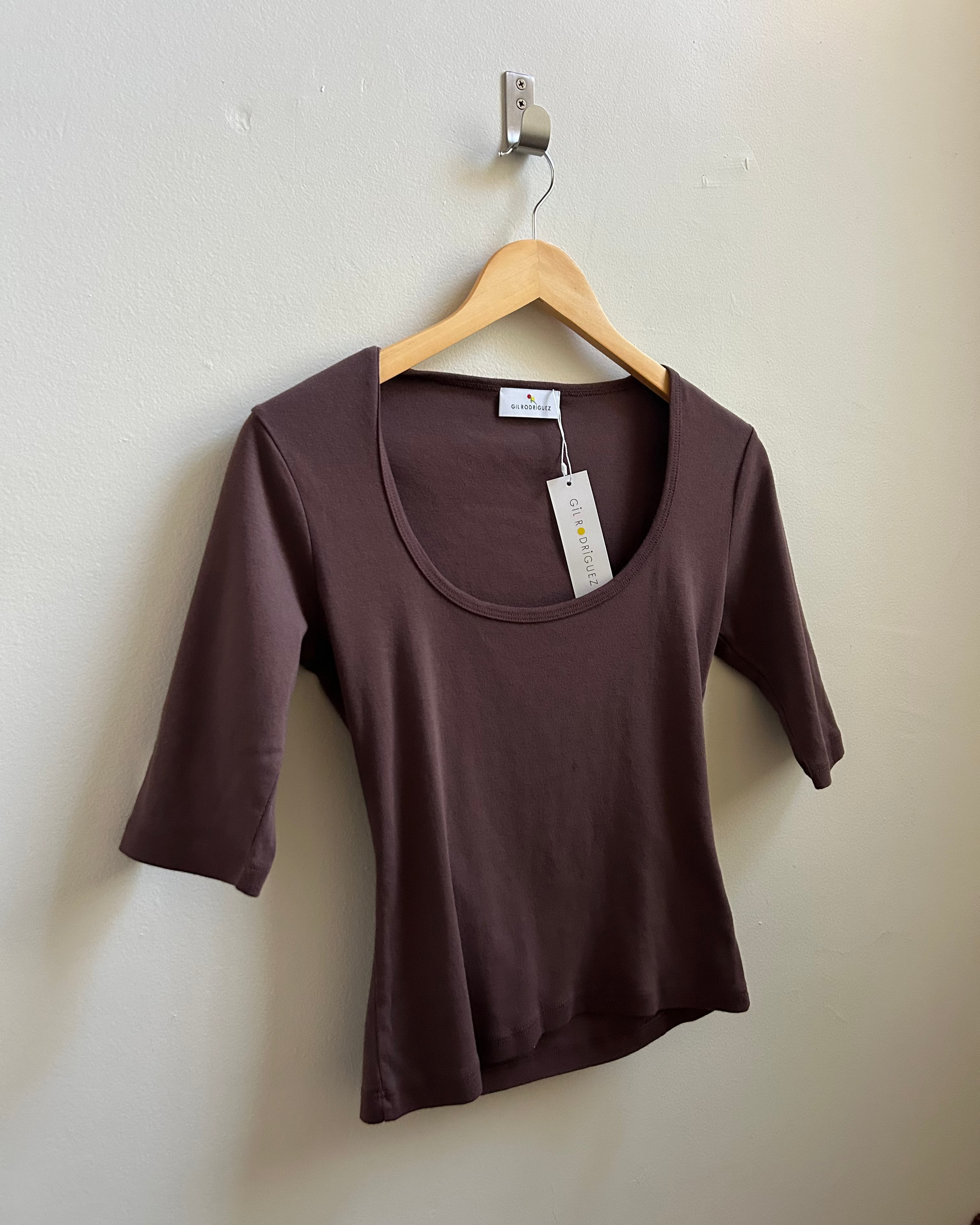 Celine Half-Sleeve Top in Chocolate