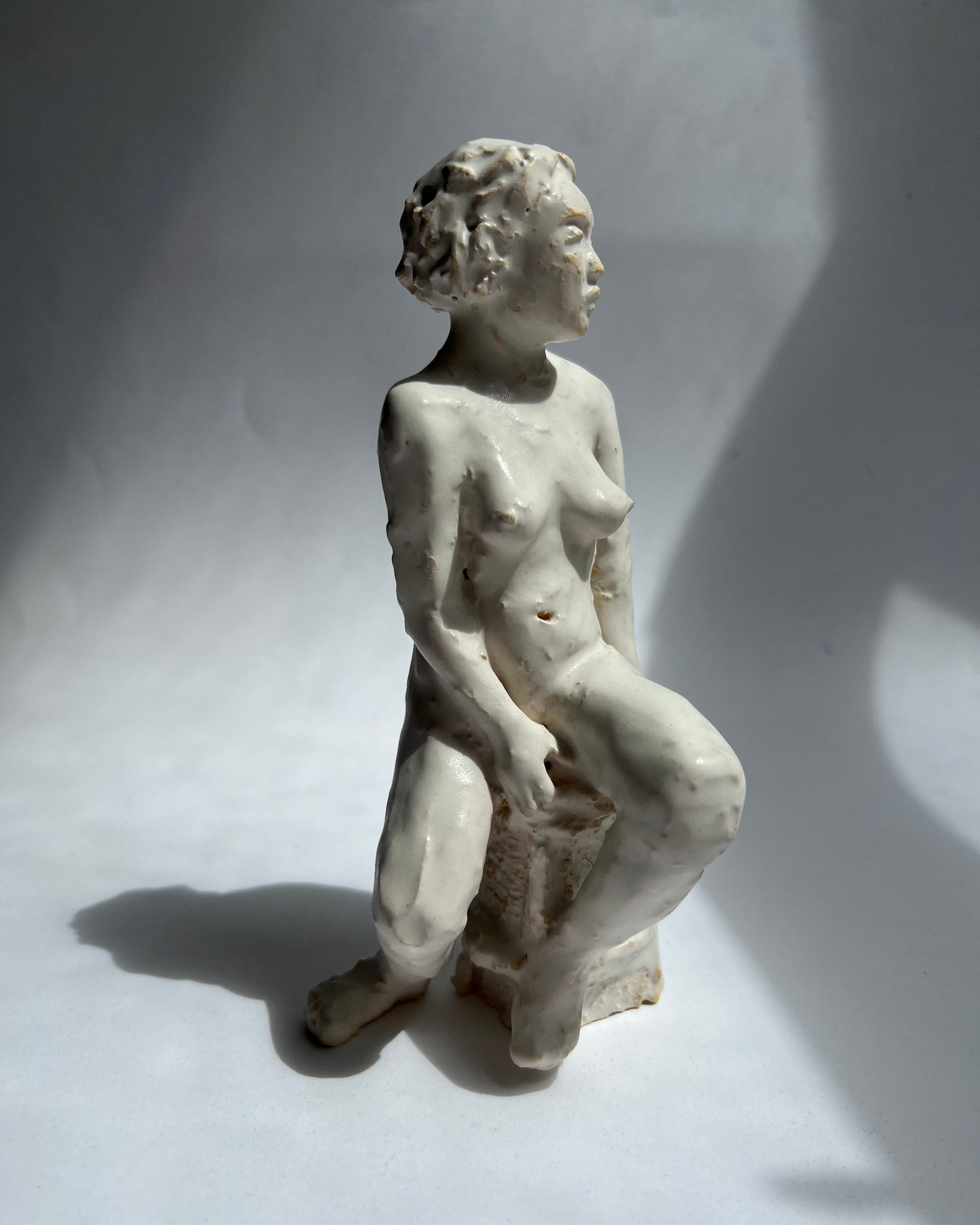 Nina Blass Figurative White Seated Sculpture