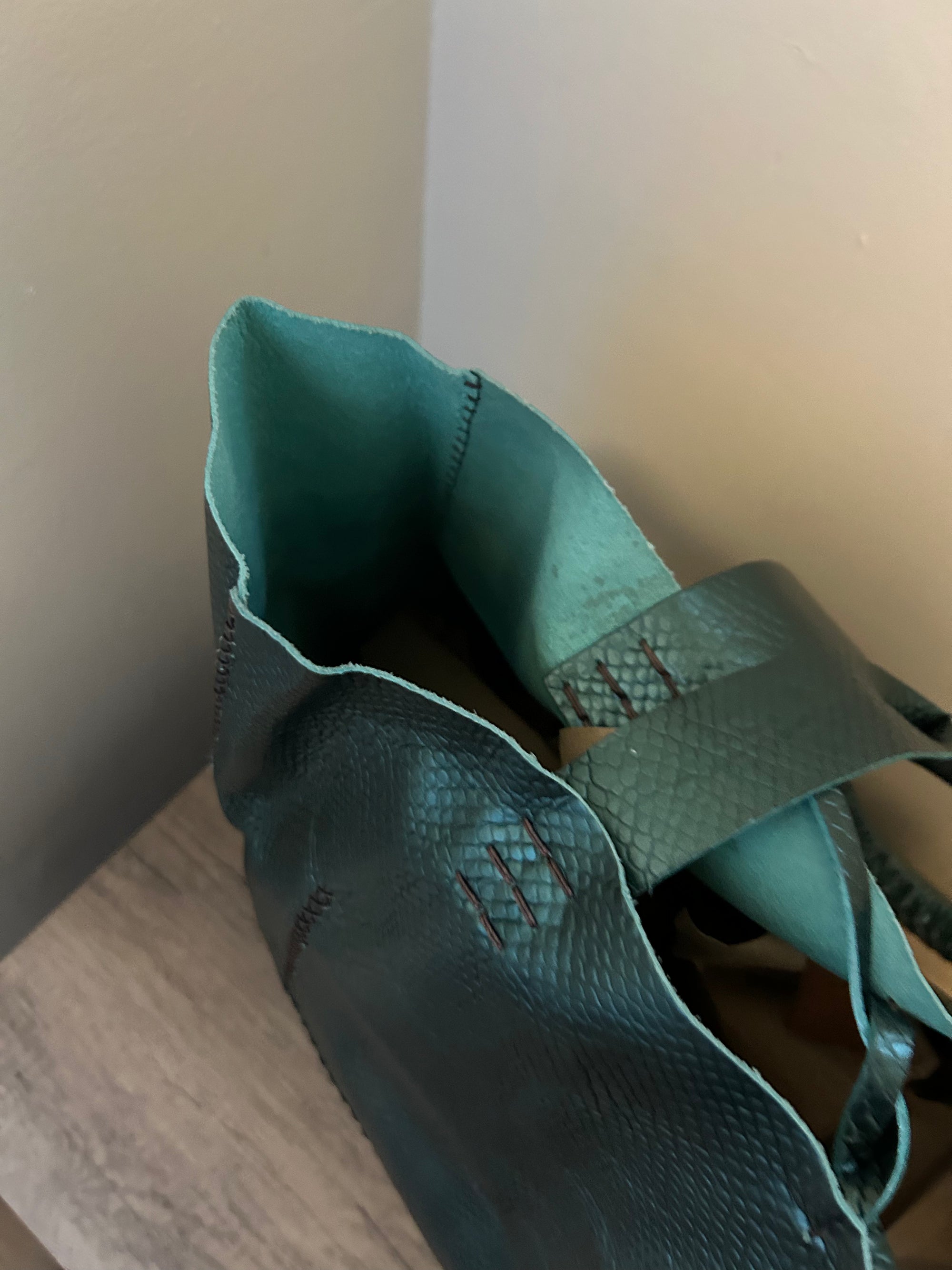 Ipanema Tote in Metallic Teal Leather