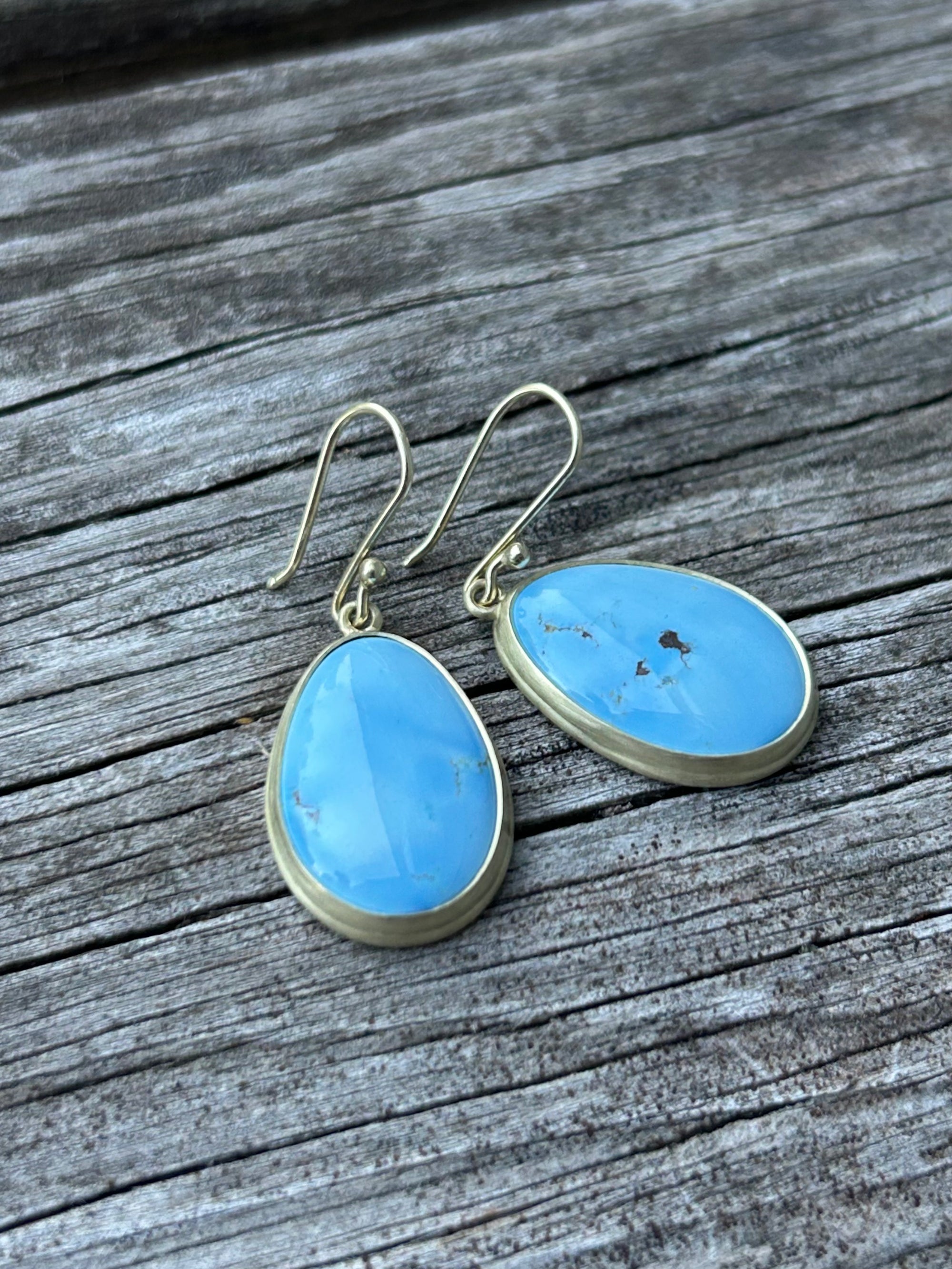 Golden Hills Turquoise and Gold Egg Earrings