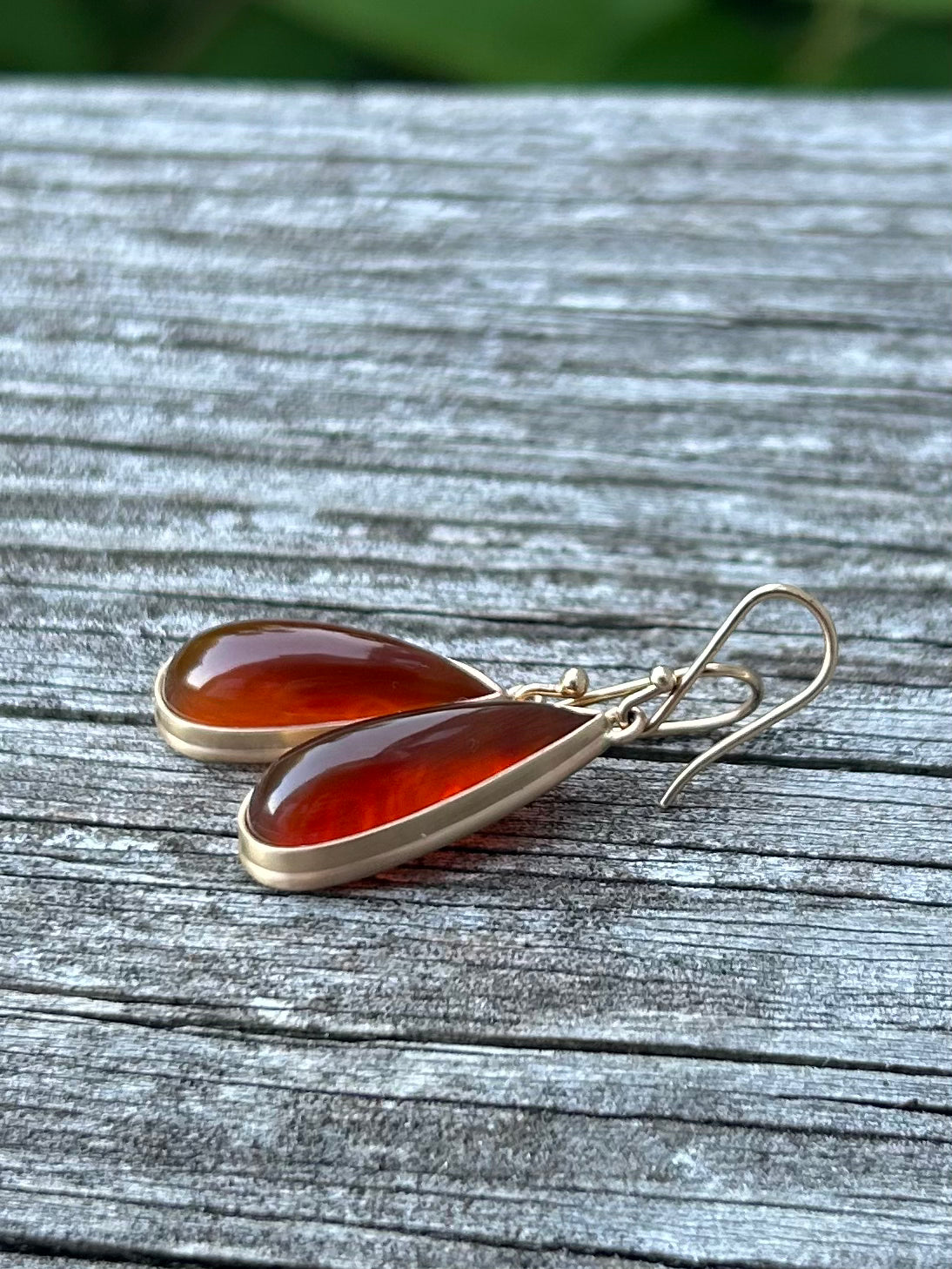 Honey Chalcedony and Gold Teardrop Earrings