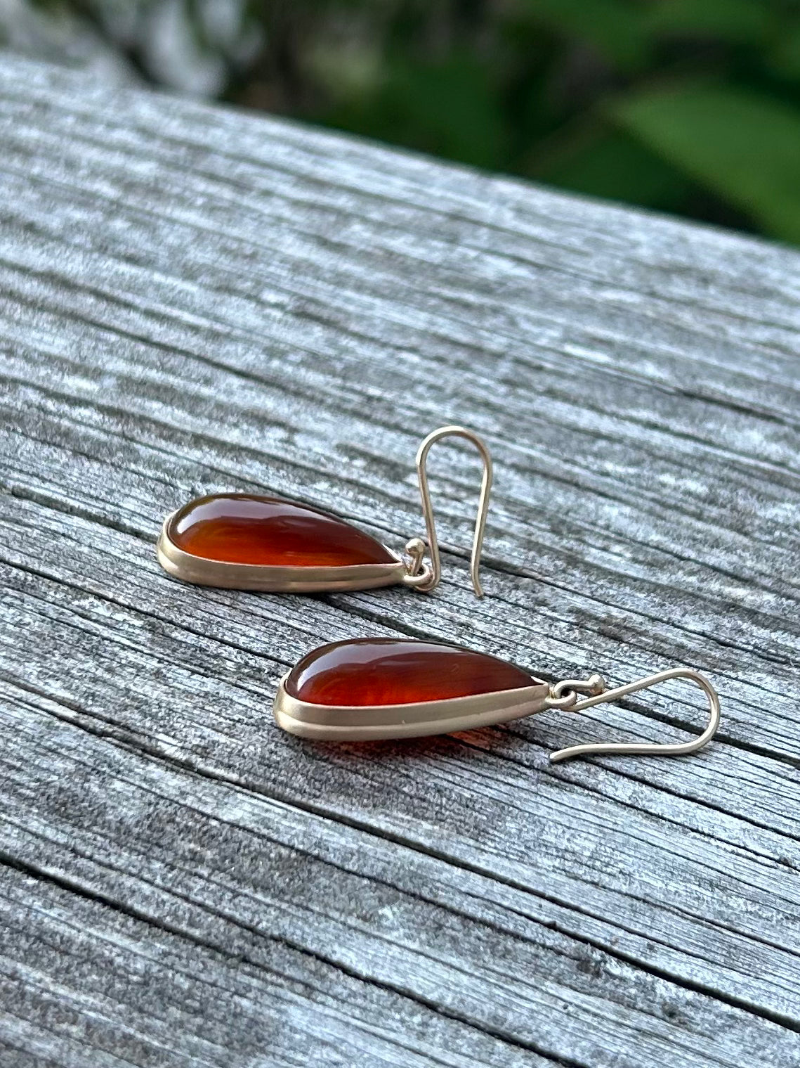 Honey Chalcedony and Gold Teardrop Earrings