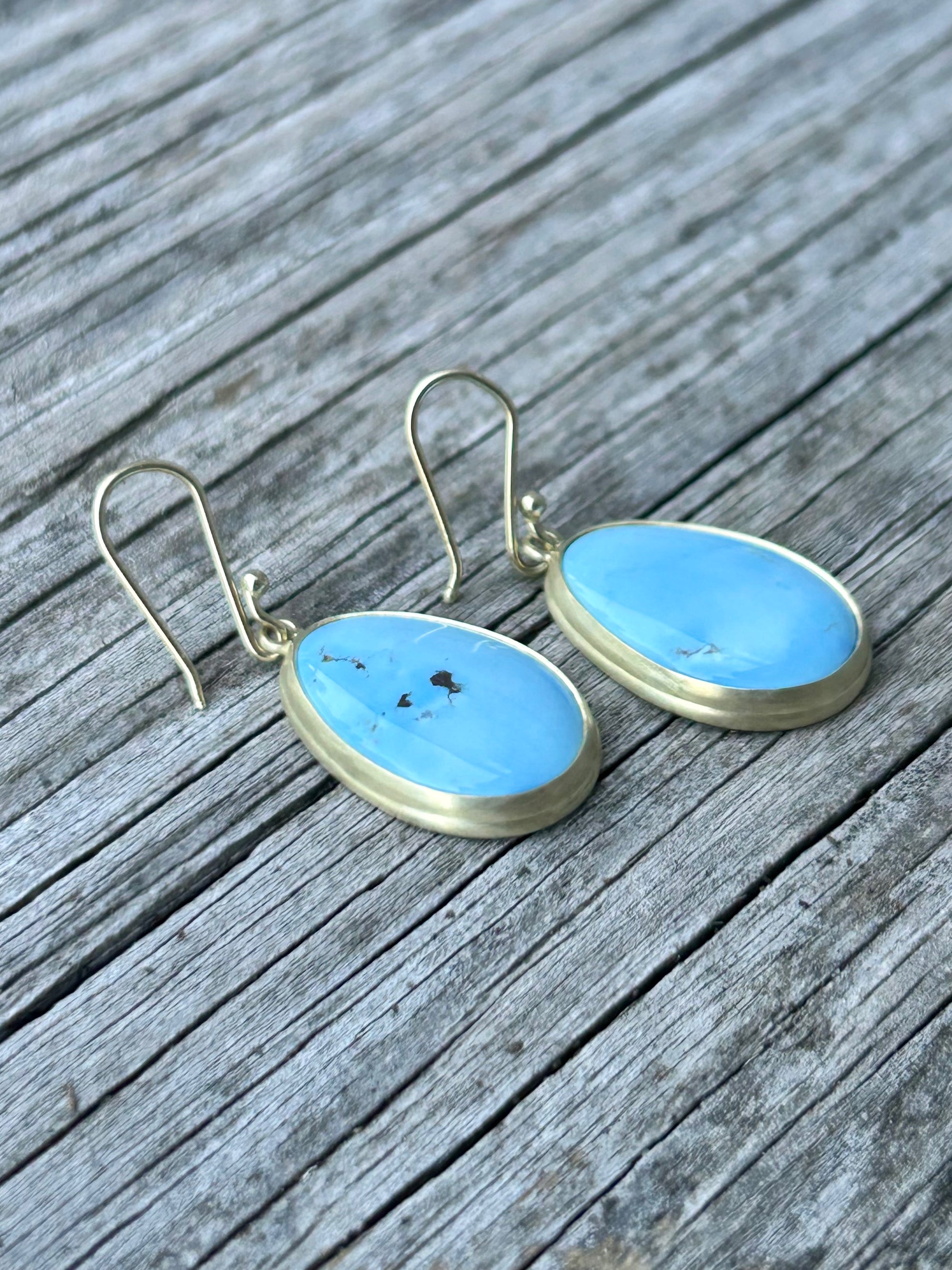 Golden Hills Turquoise and Gold Egg Earrings