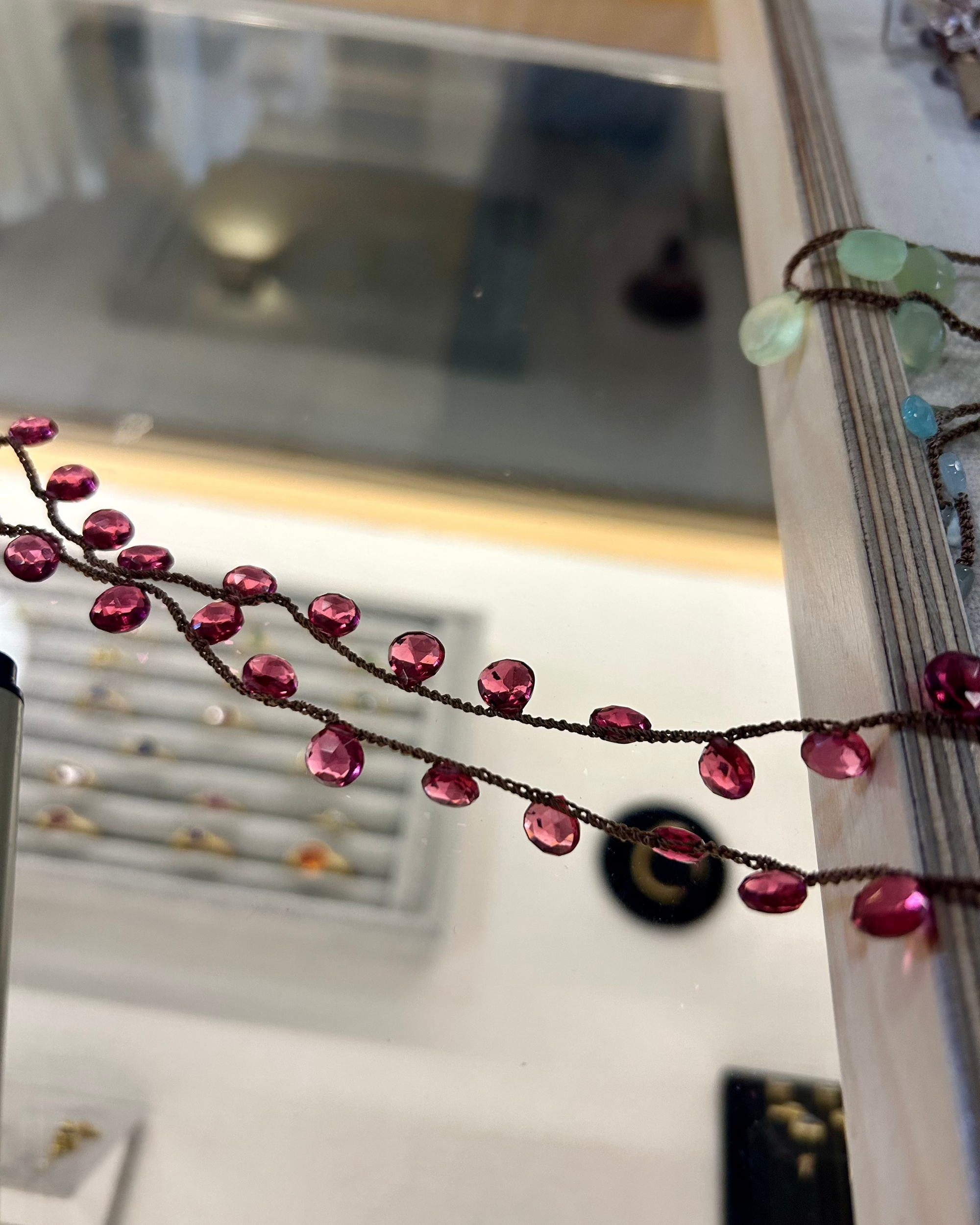 Hand Crochet Fuschia Quartz Necklace