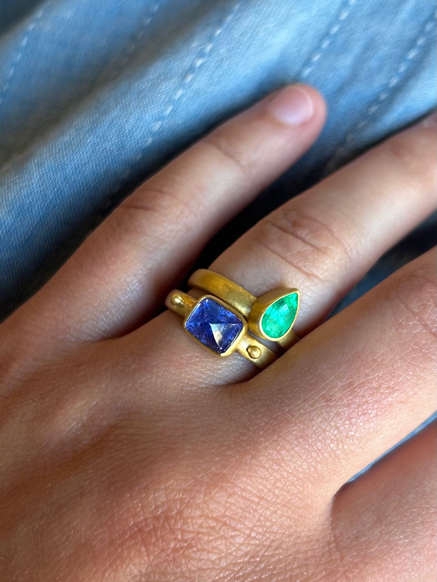 "Elysium Tear III" Gold and Colombian Emerald Ring