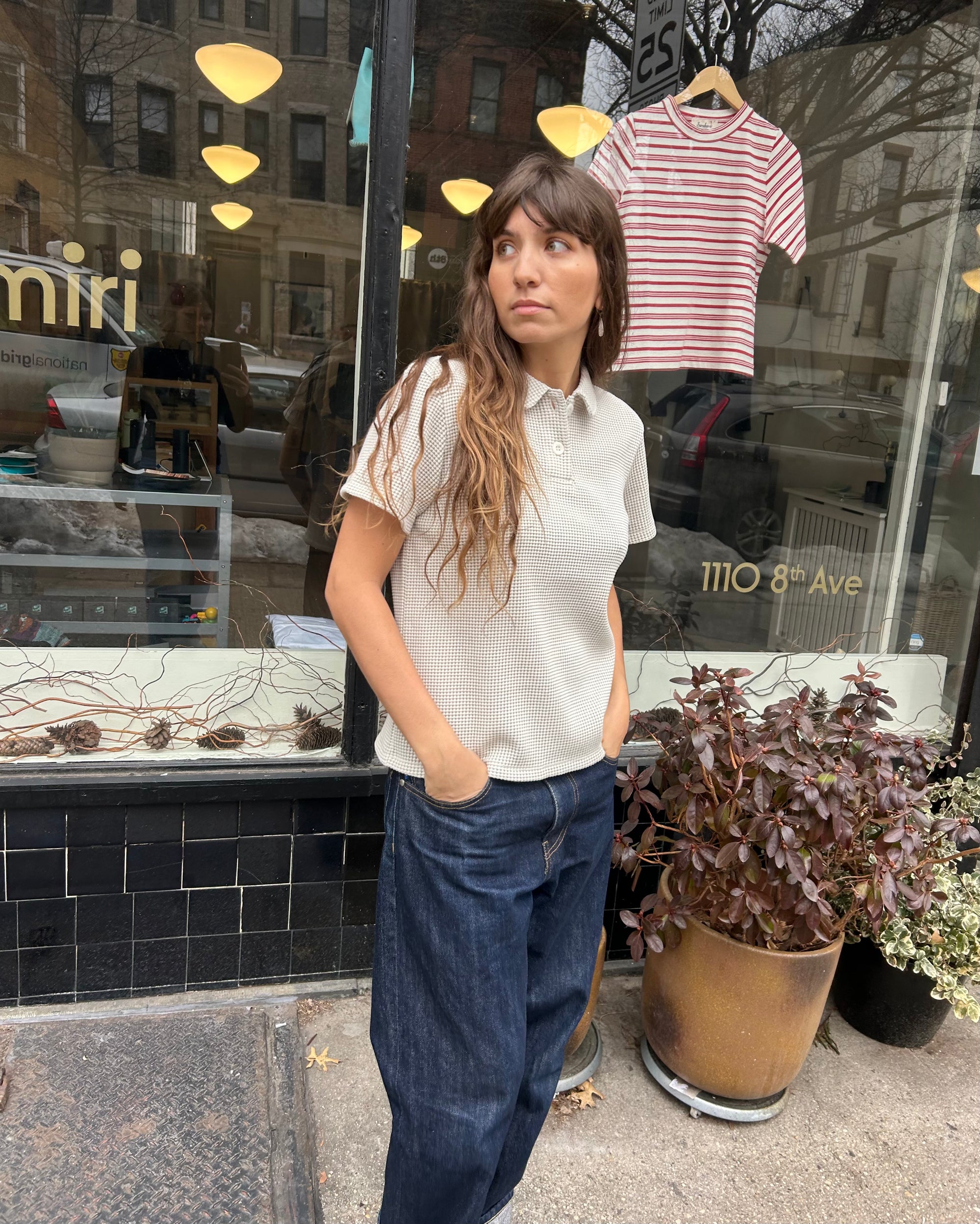 Waffle Polo in Beige