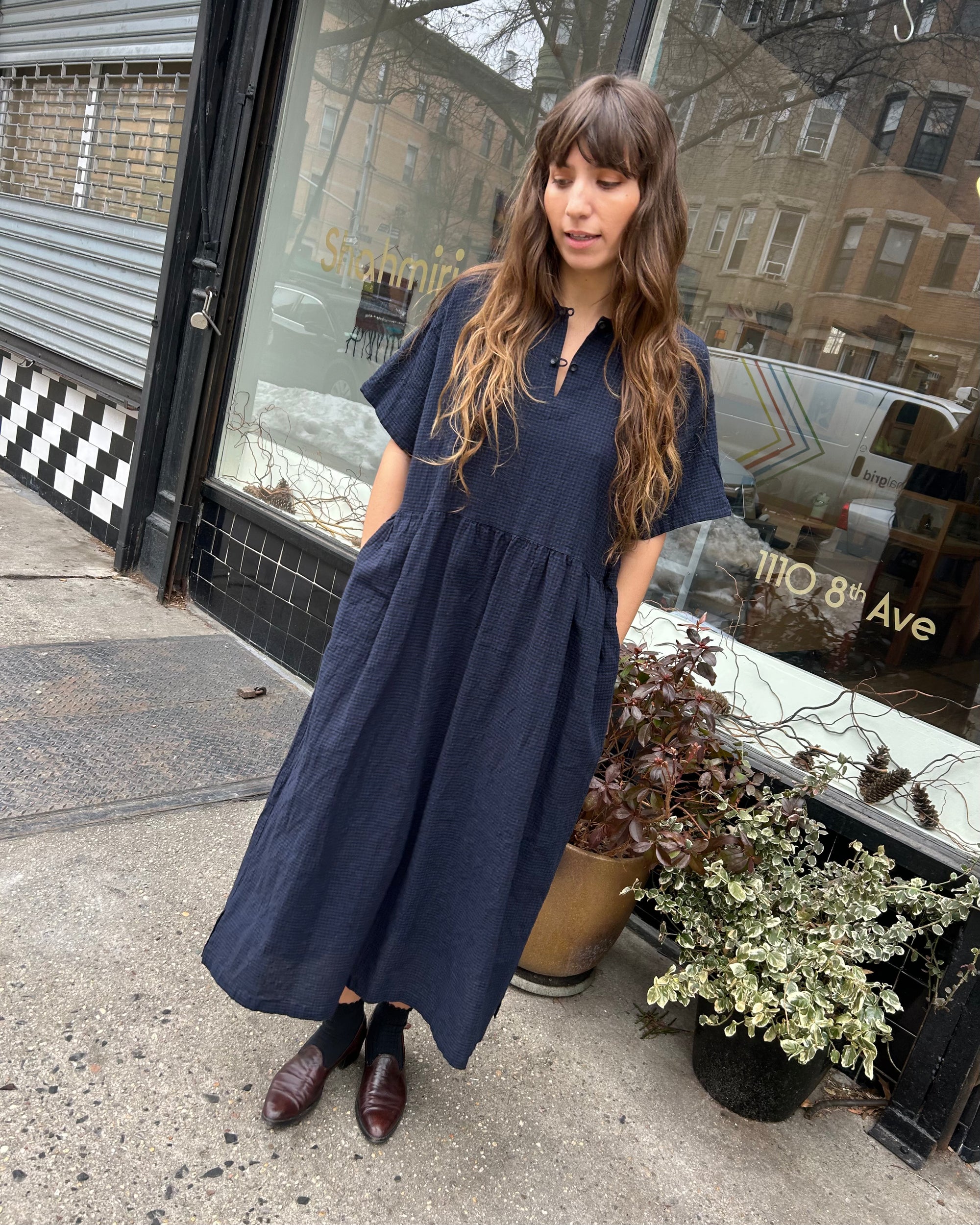 Hanoi Dress in Navy & Black Gingham