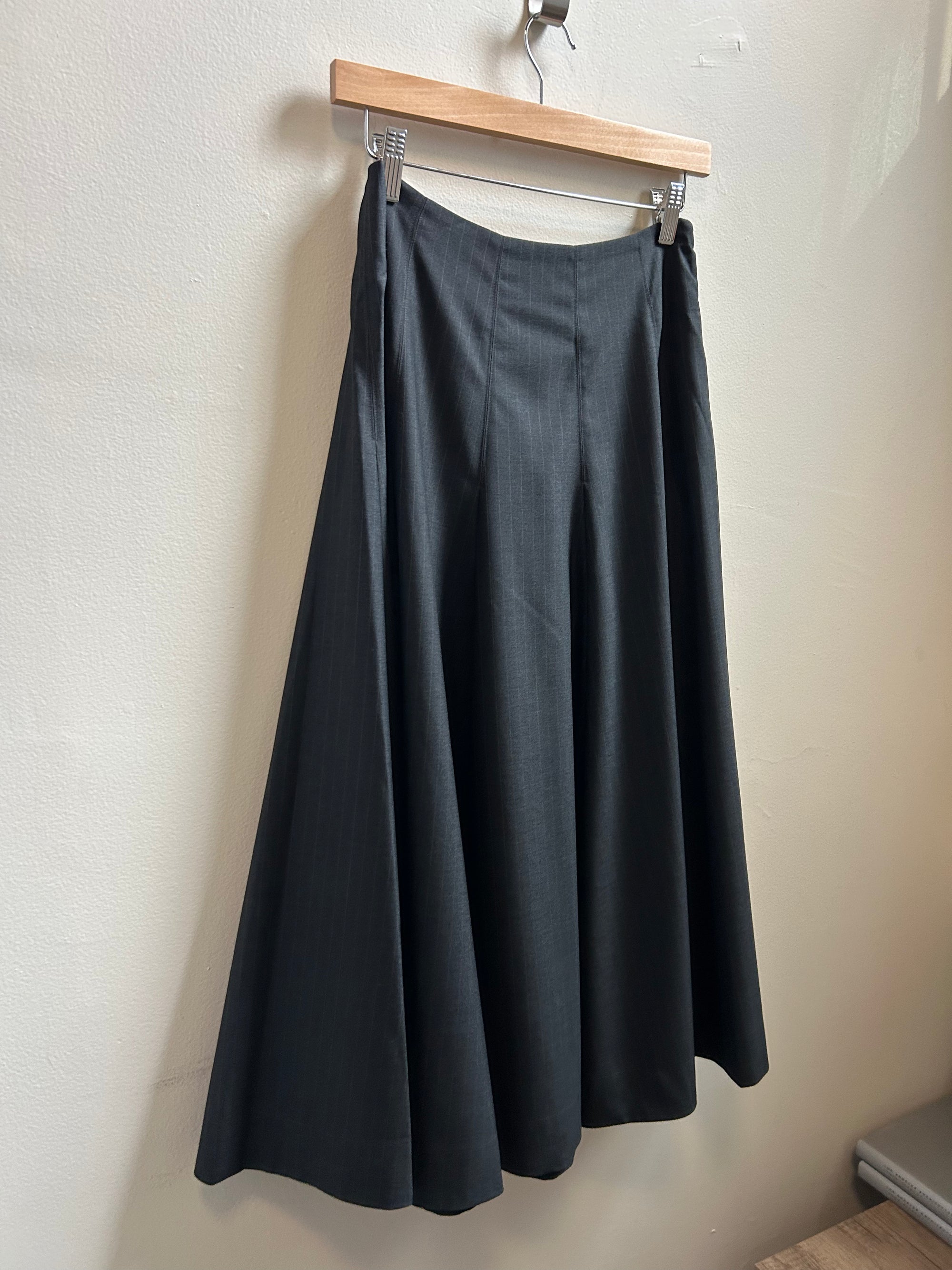 Puzzle Woven Skirt in Charcoal Stripe