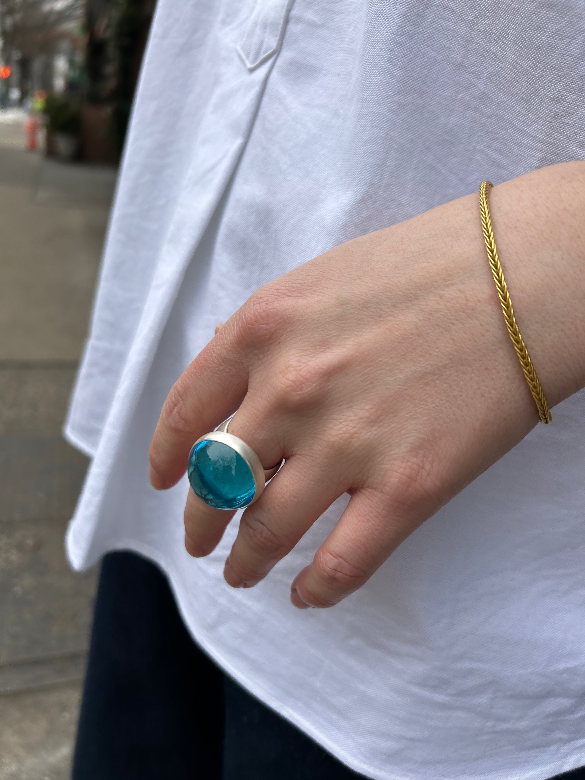 “Pleasure Dome V” Fine Silver and Vintage Lalique Crystal Ring