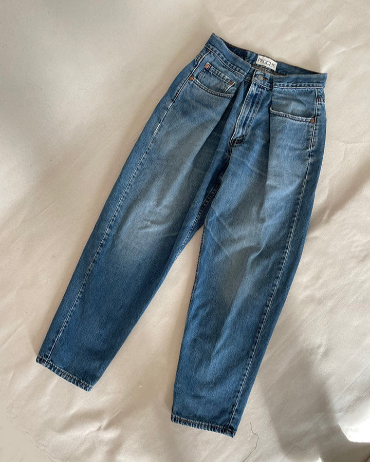 Upcycled Pleat Front Denim