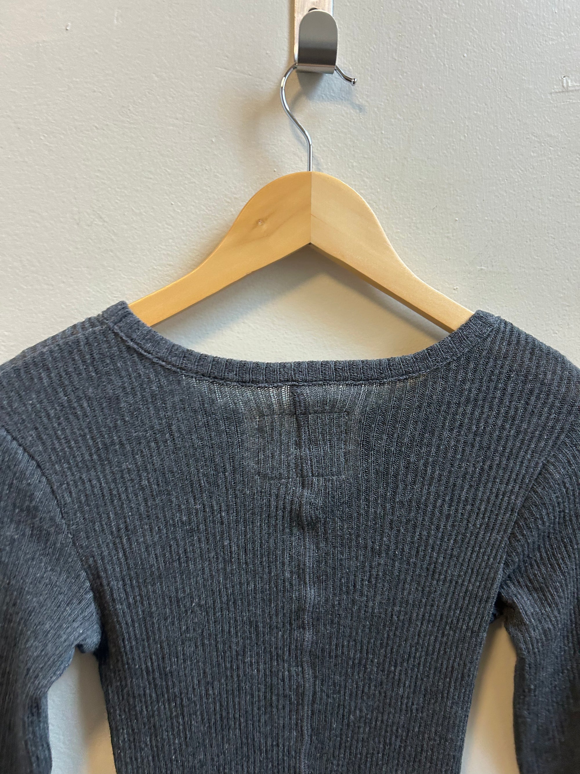Cotton Gauze Rib Long Sleeve in Charcoal