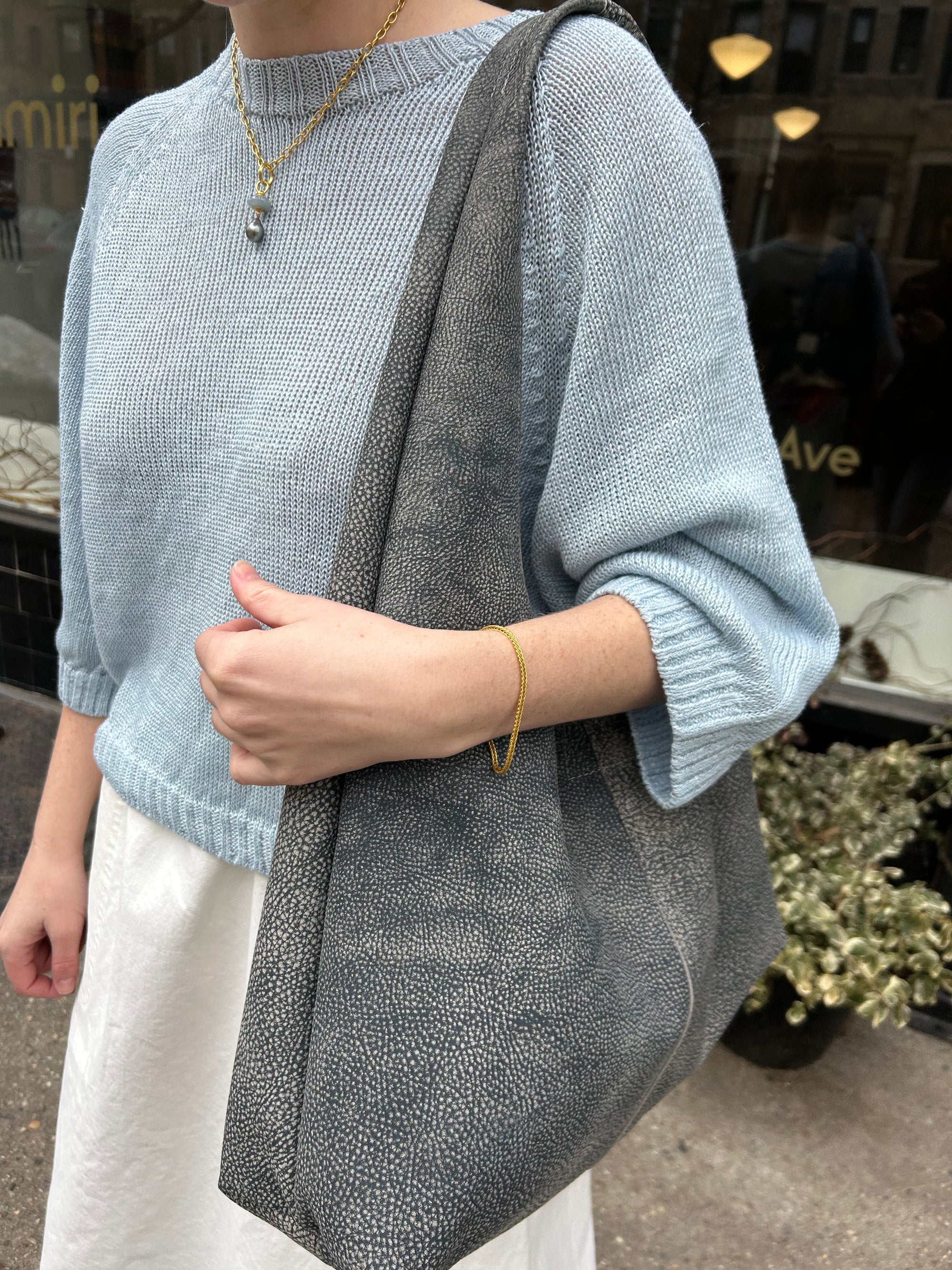 Linen Knit Pullover in Sky
