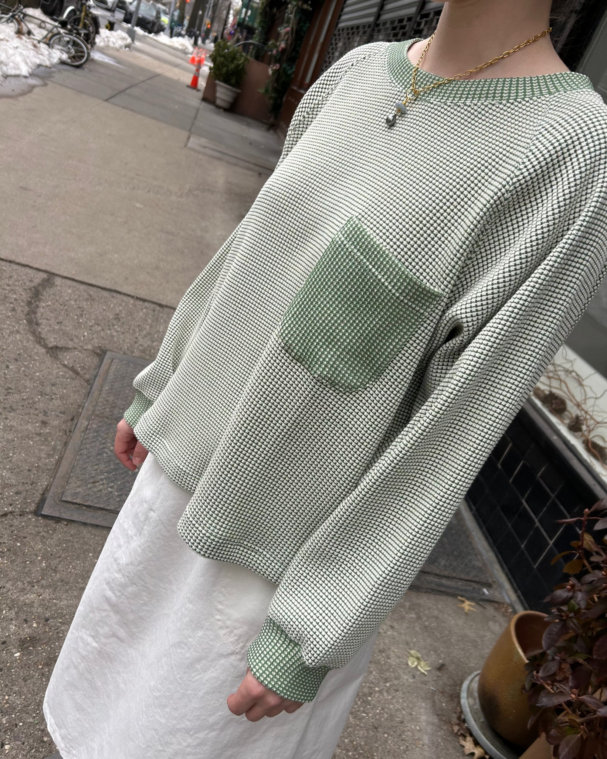 Waffle Long Shirt in Green