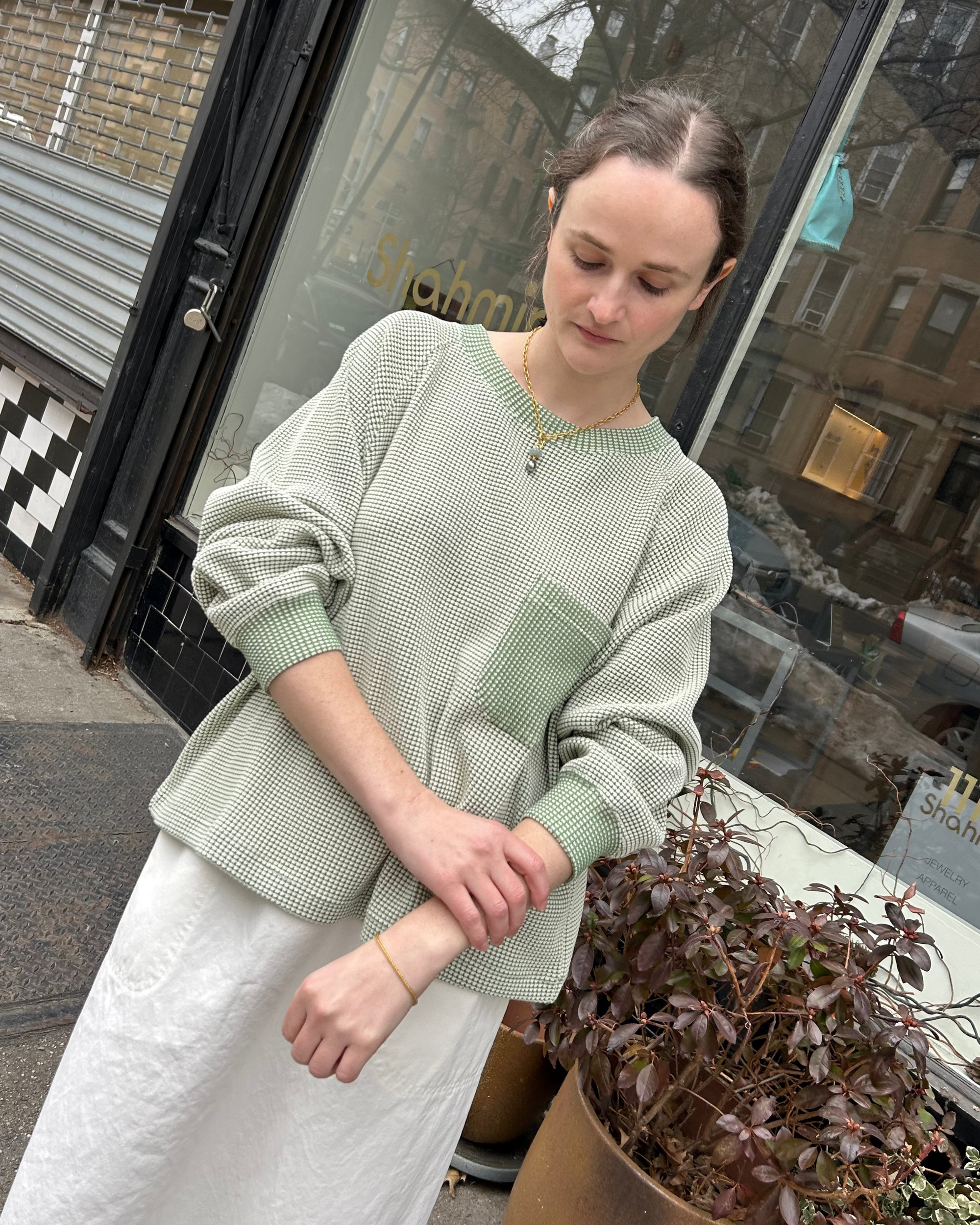 Waffle Long Shirt in Green