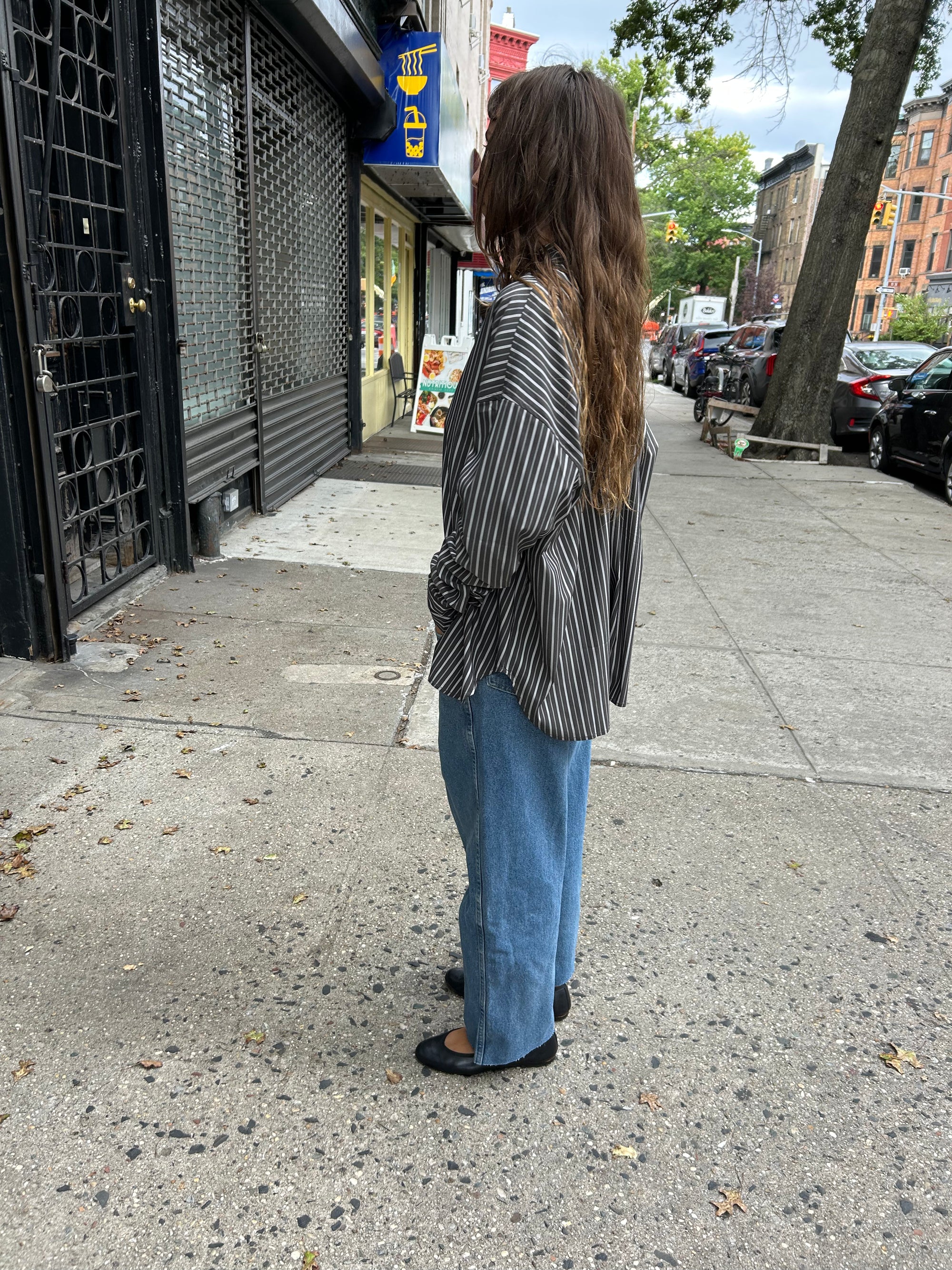Oversize Stripe Button Down