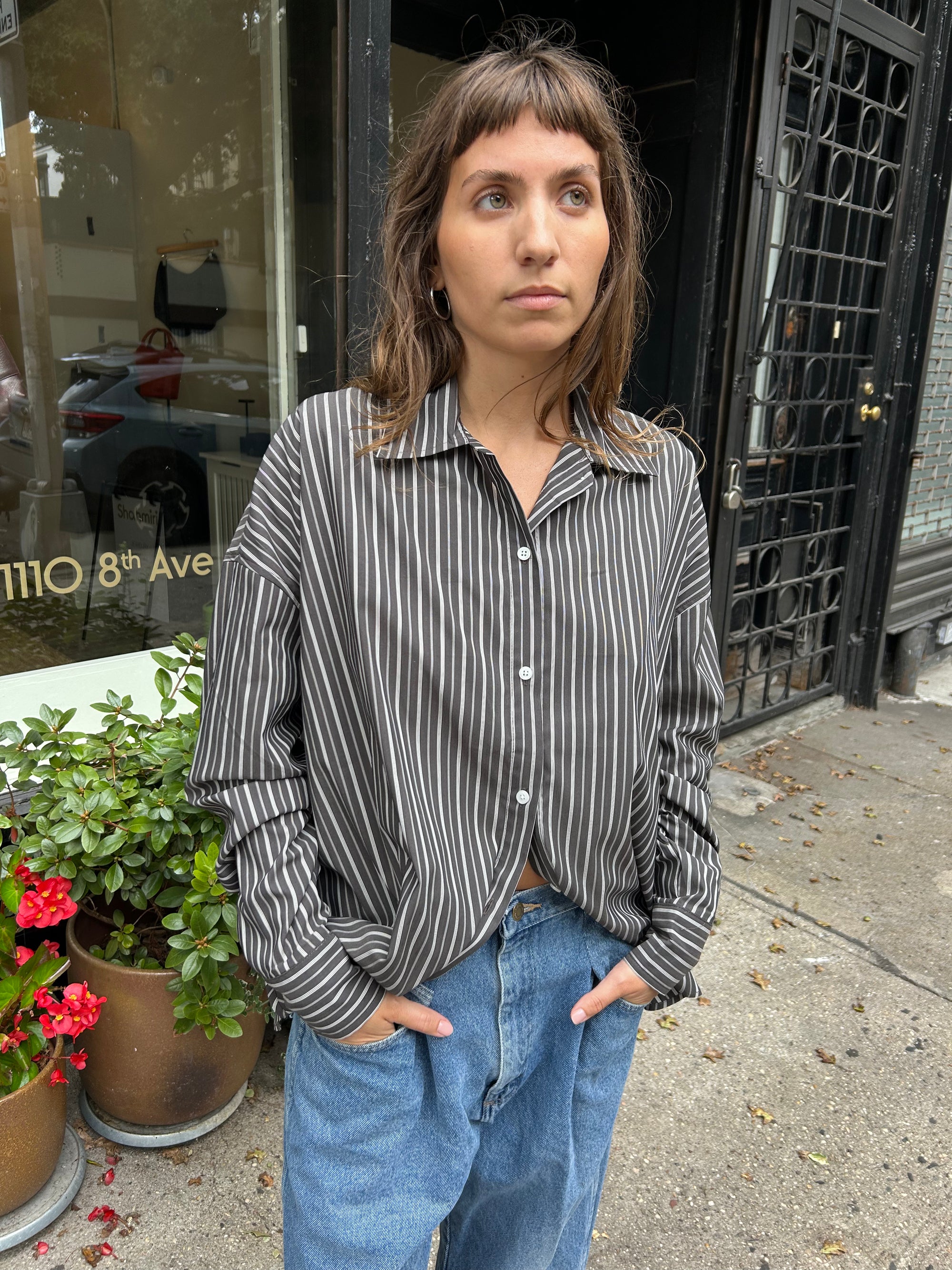 Oversize Stripe Button Down