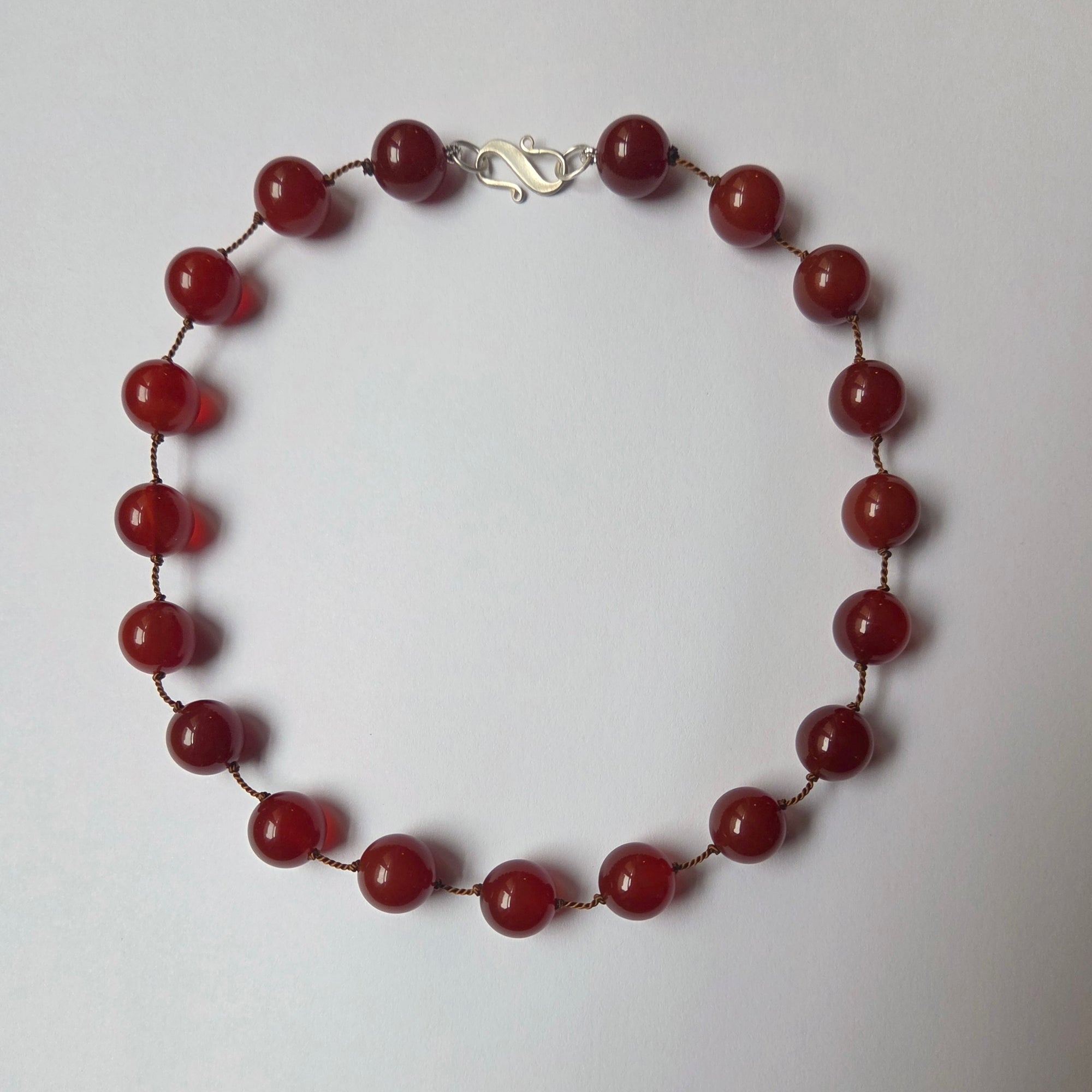 “Kurago-Tamago IV” Sterling Silver and Carnelian Necklace