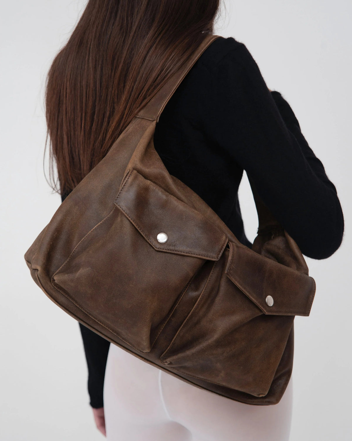 Large Raphaelle Bag in Distressed Brown