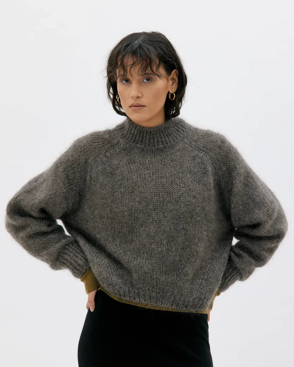 Faye Mohair Silk Sweater in Moleskin