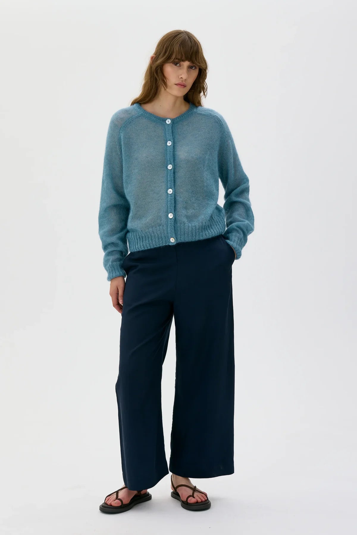 Laio Light Silk Mohair Cardigan in Spearmint