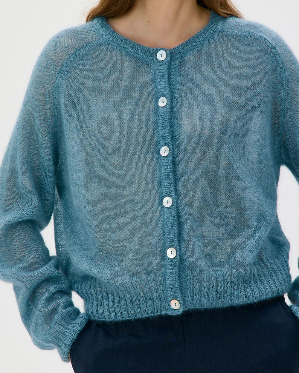 Laio Light Silk Mohair Cardigan in Spearmint